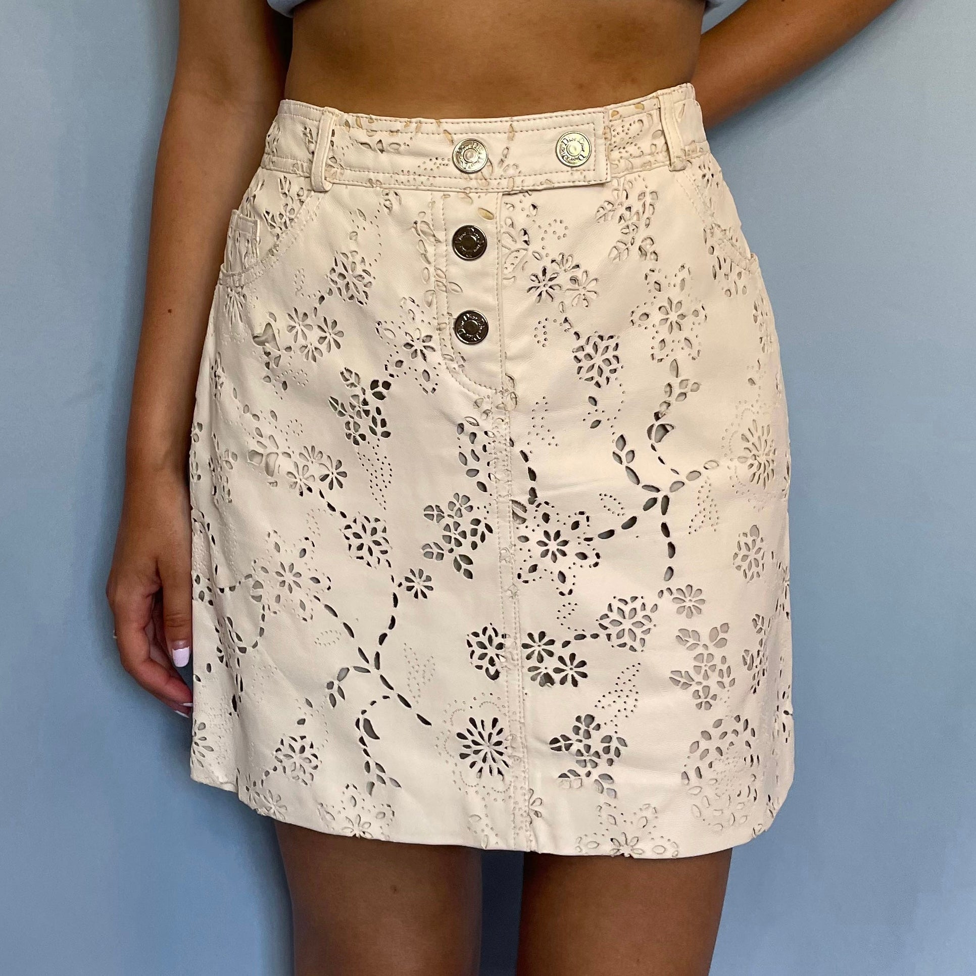 White leather 2024 vintage skirt