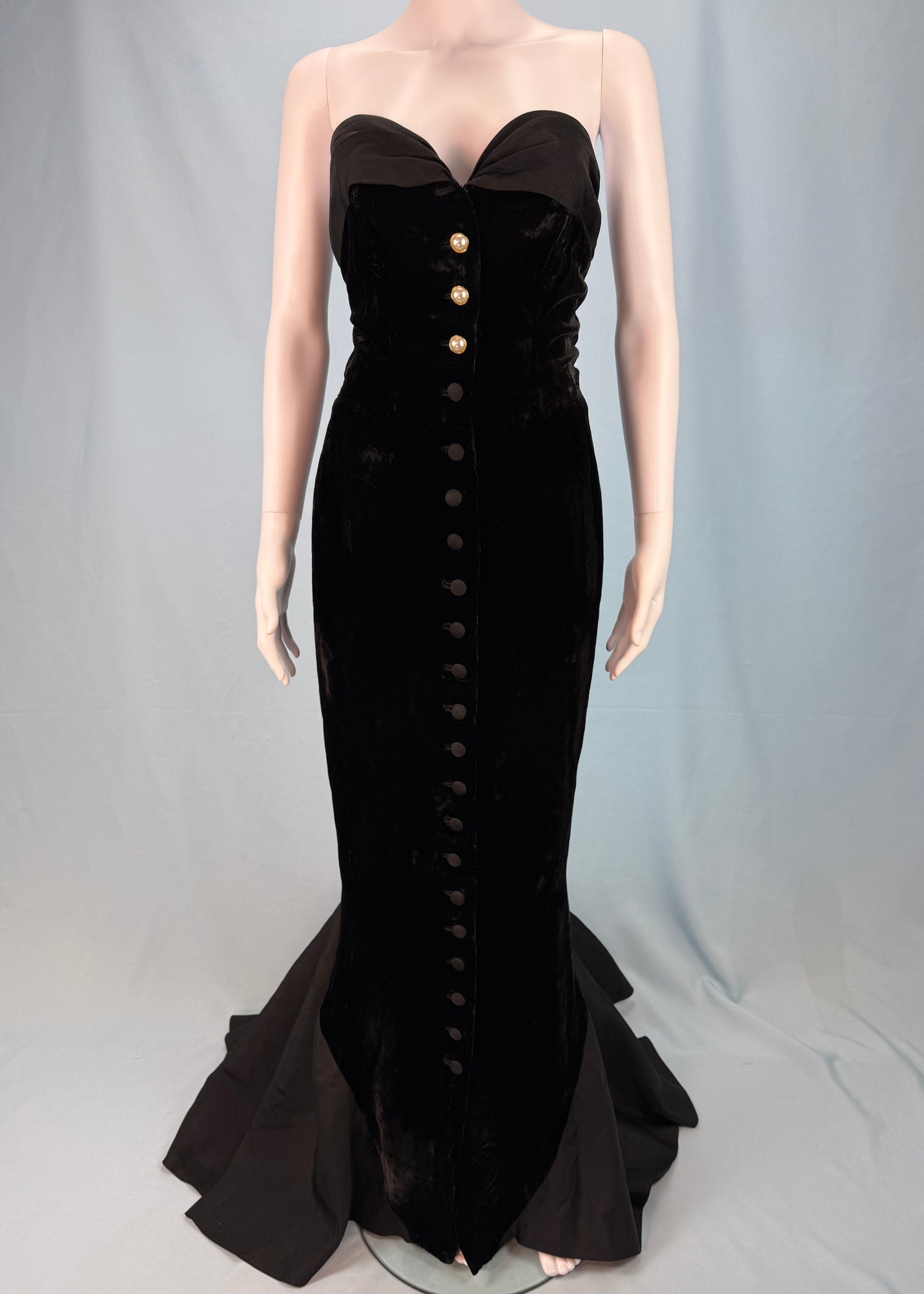 Pierre Balmain Haute Couture 1950’s Black Velvet Gown