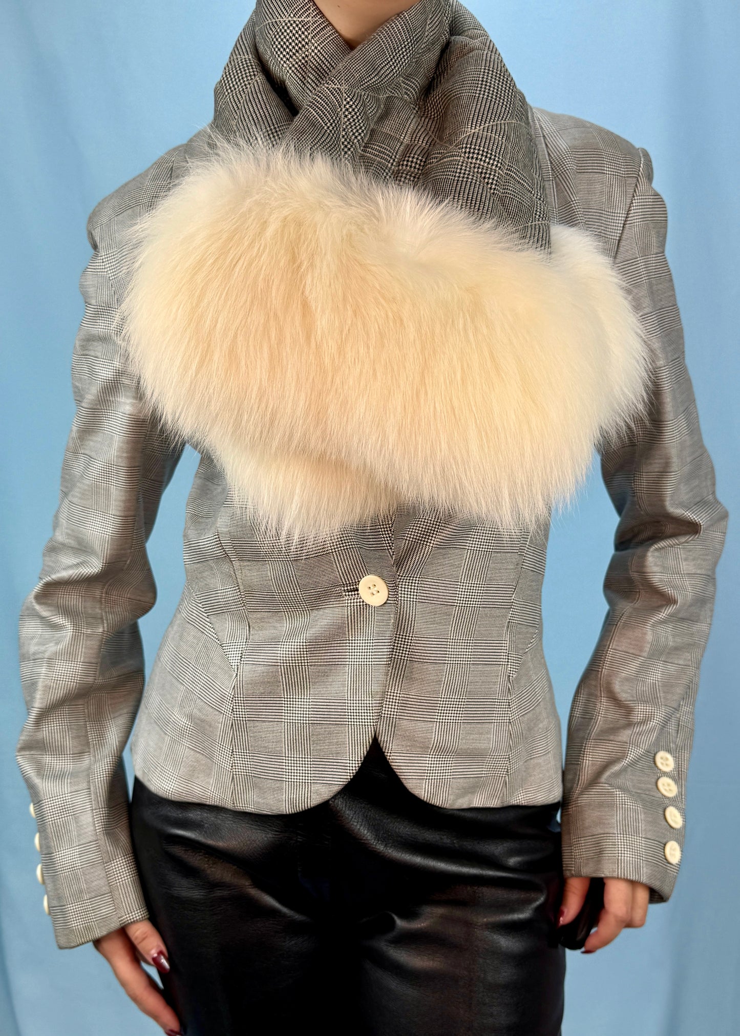 Dior Spring 2000 Leather Jacket & Fur Trim Scarf