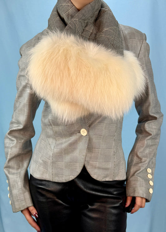 Dior Spring 2000 Leather Jacket & Fur Trim Scarf