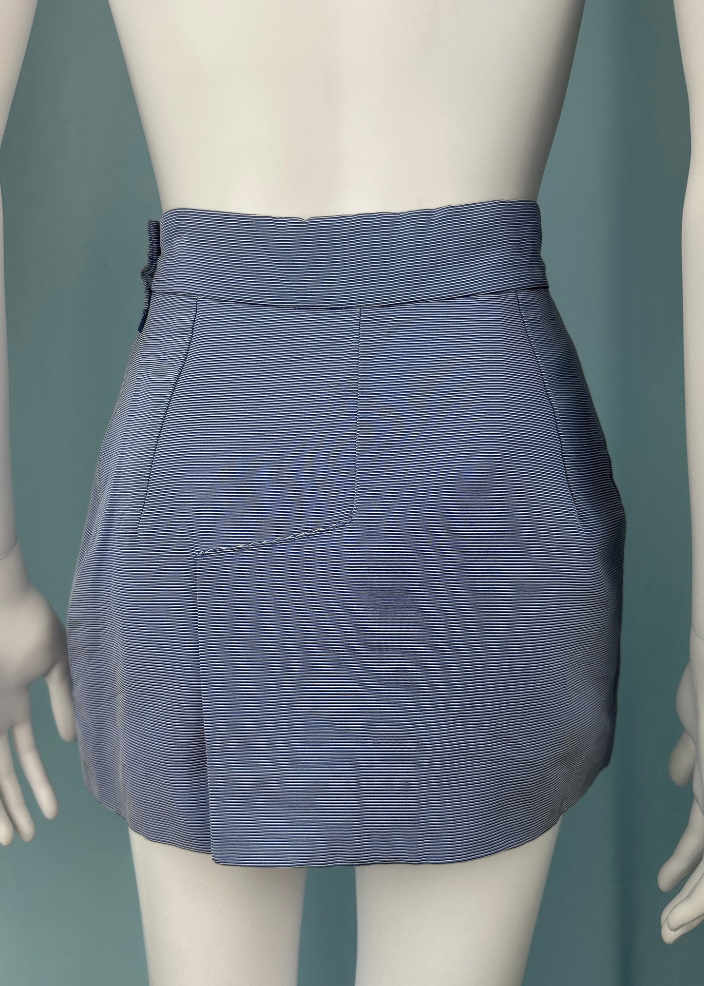 Vivienne Westwood Blue & White Stripe Enamel Orb Button Mini Skirt