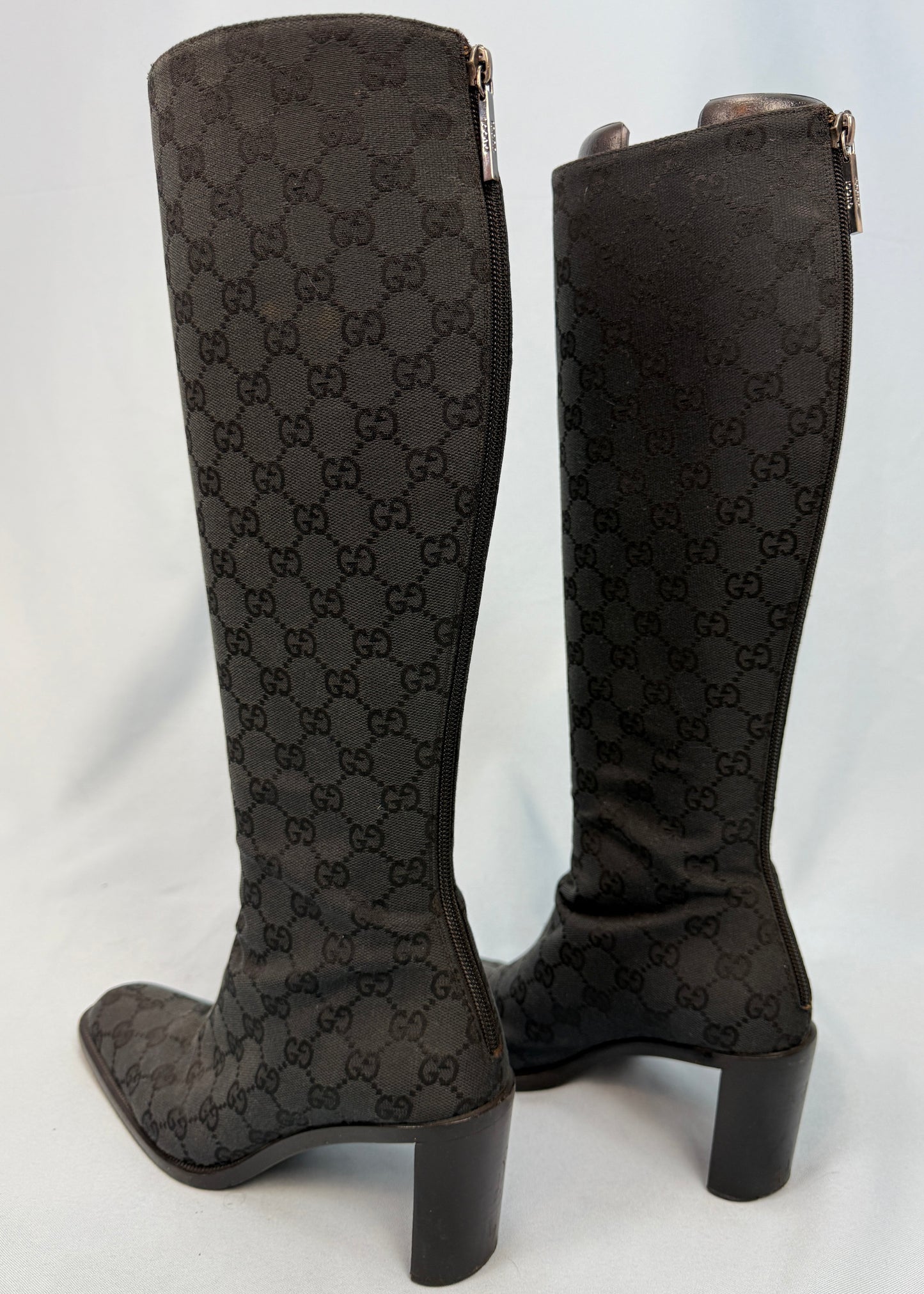 Gucci 1998 Black Monogram Canvas Boots