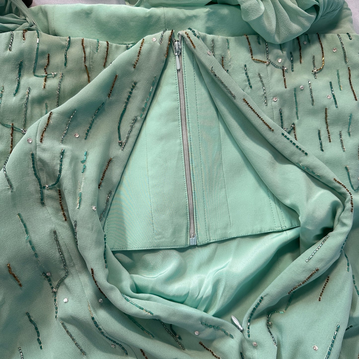 Atelier Versace Silk Embellished Puff Sleeve Dress