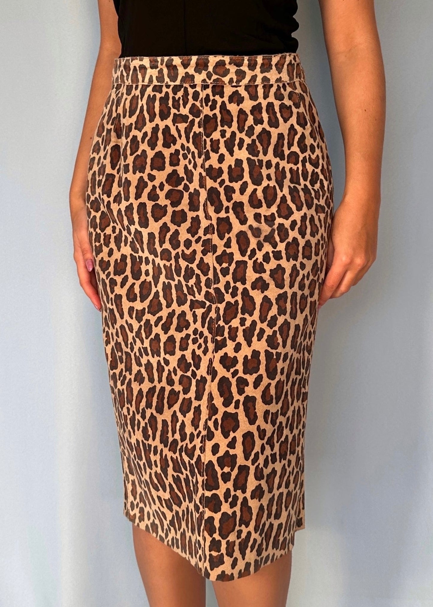 Dolce & Gabbana Leopard Print Suede Skirt