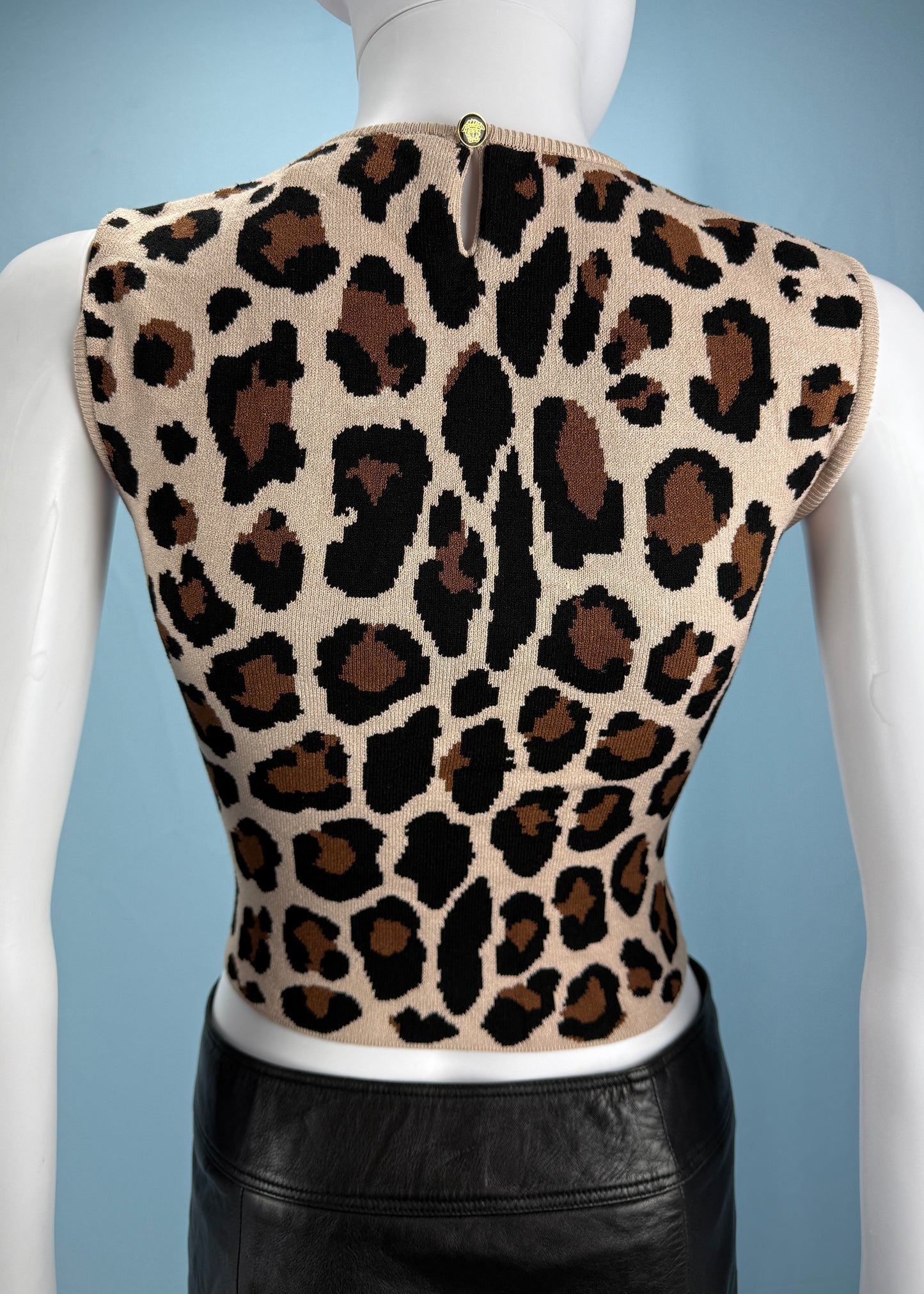 Versace Leopard Print Knitted Tank Top