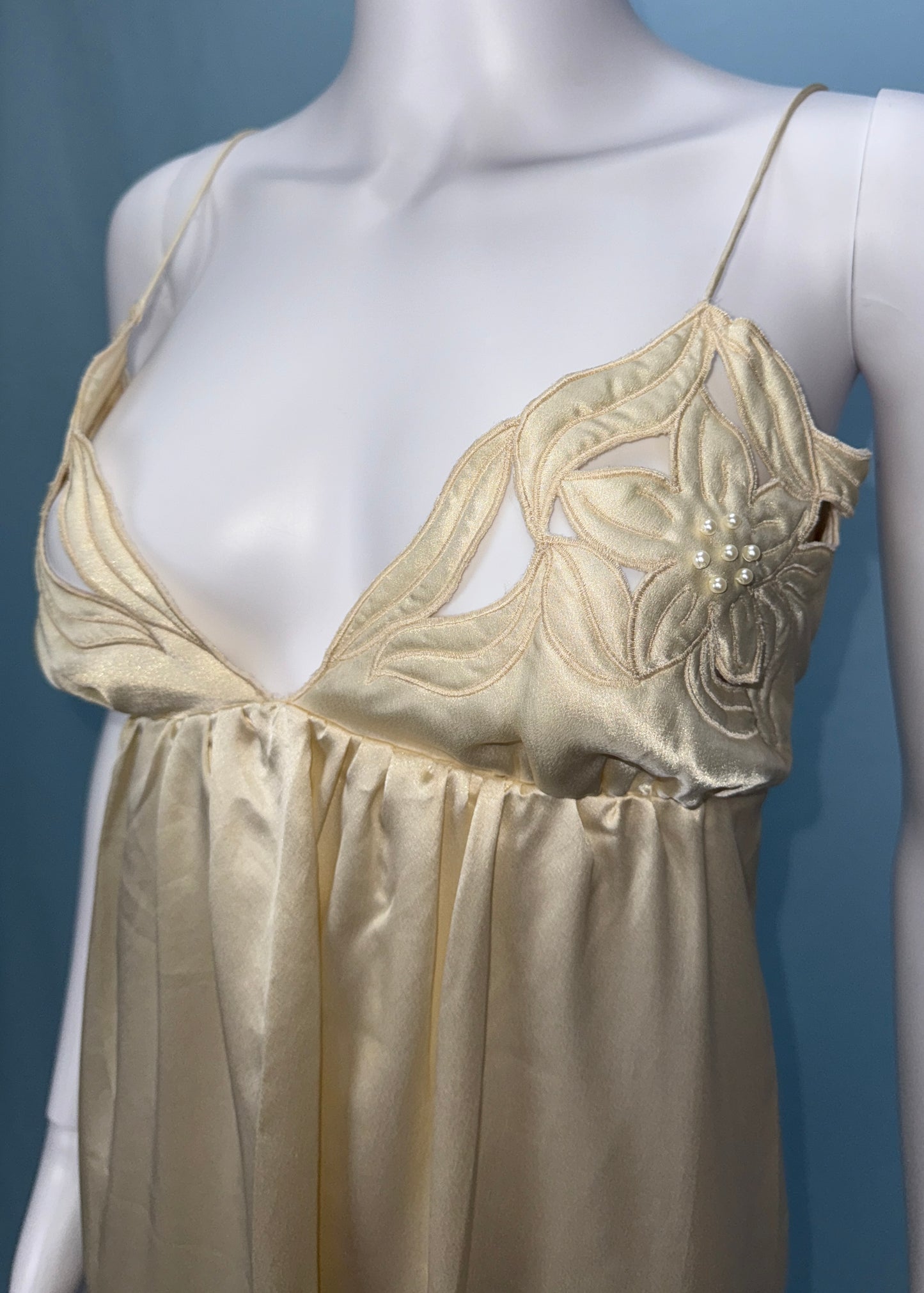 Oscar de la Renta for Swift 1980s Satin Cut Out Bust Slip Dress