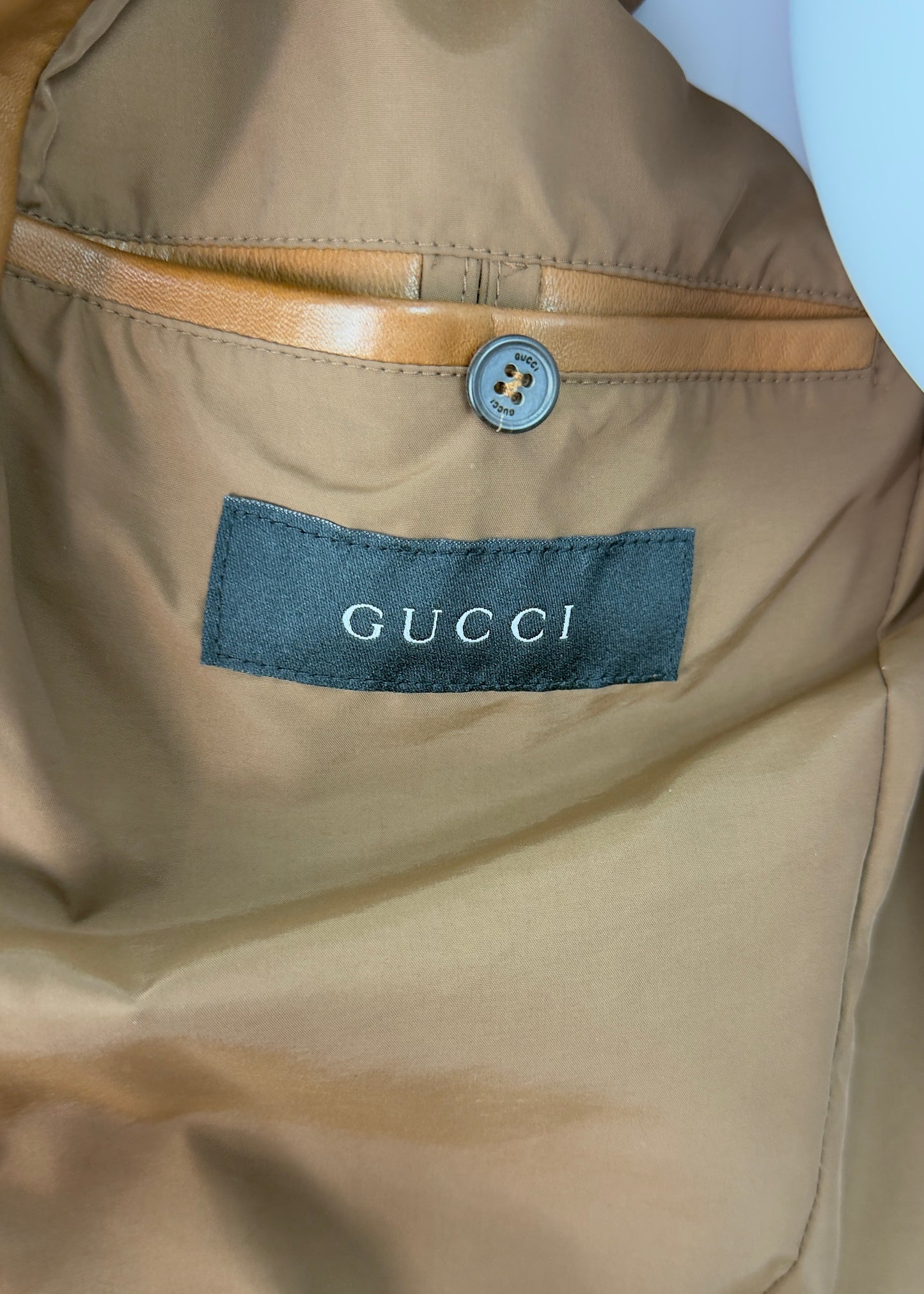 *Menswear* Gucci Fall 2000 Runway Tan Quilted Leather Jacket