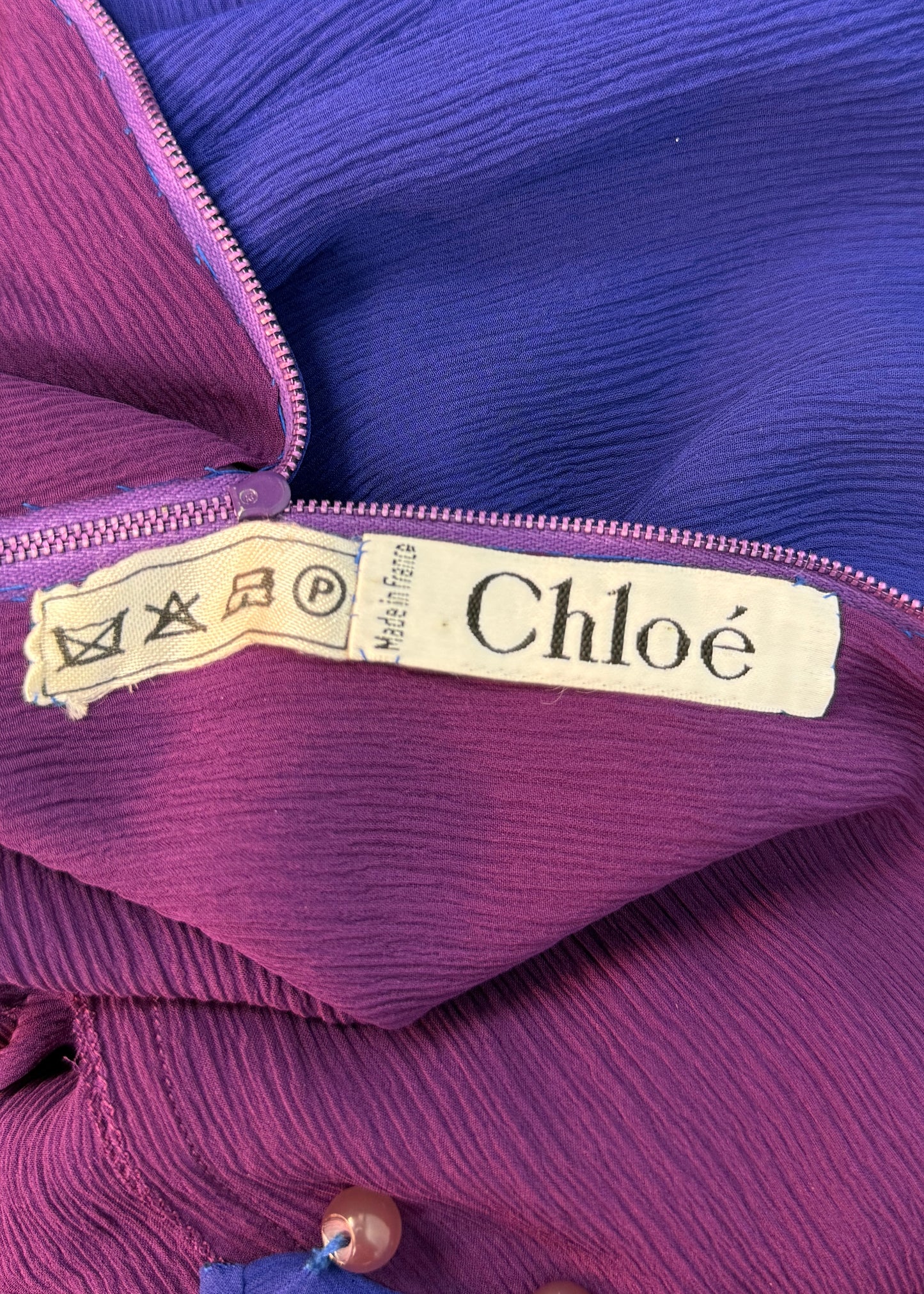 Chloé 1970s Cobalt Blue Silk Dress