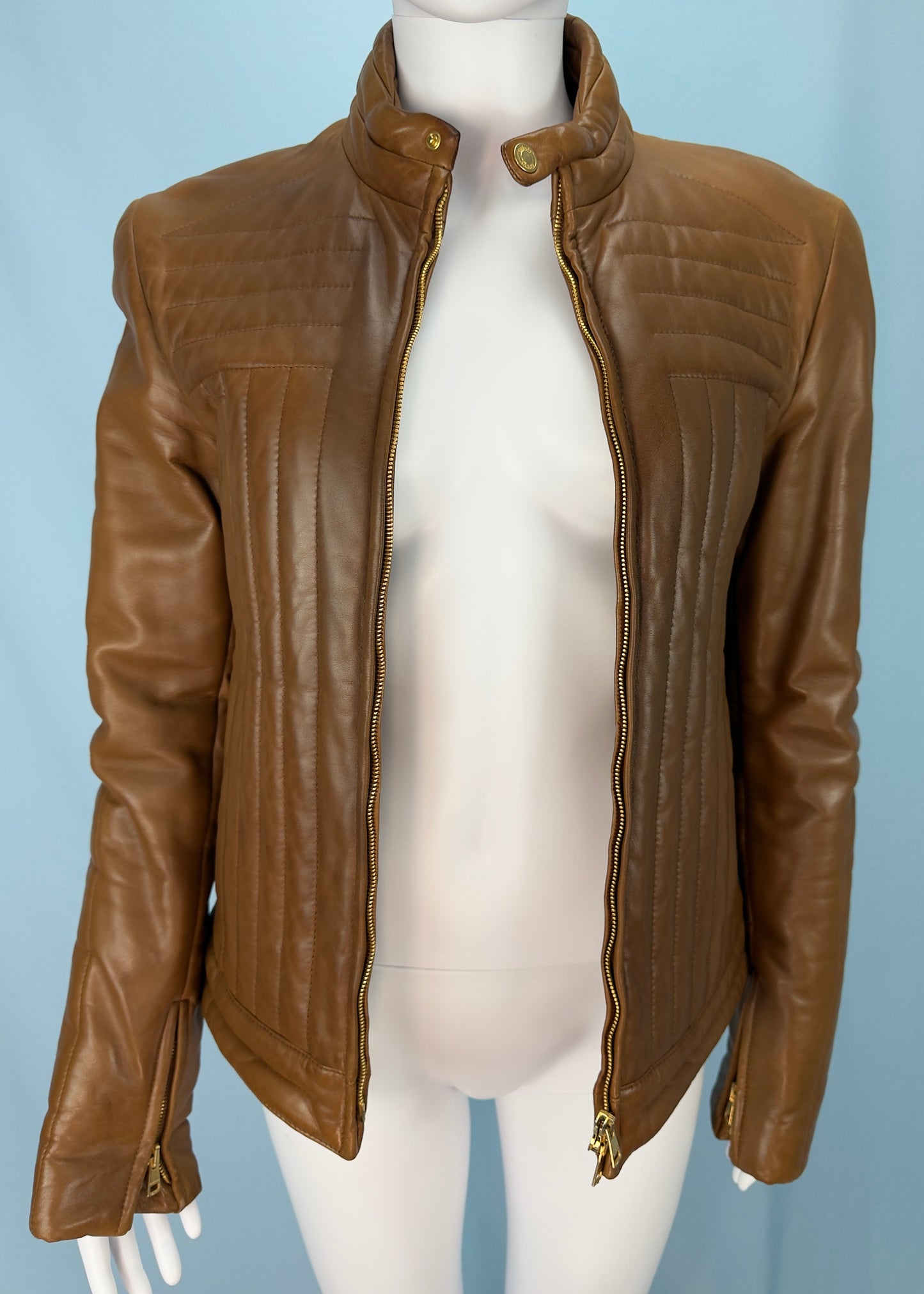 *Menswear* Gucci Fall 2000 Runway Tan Quilted Leather Jacket