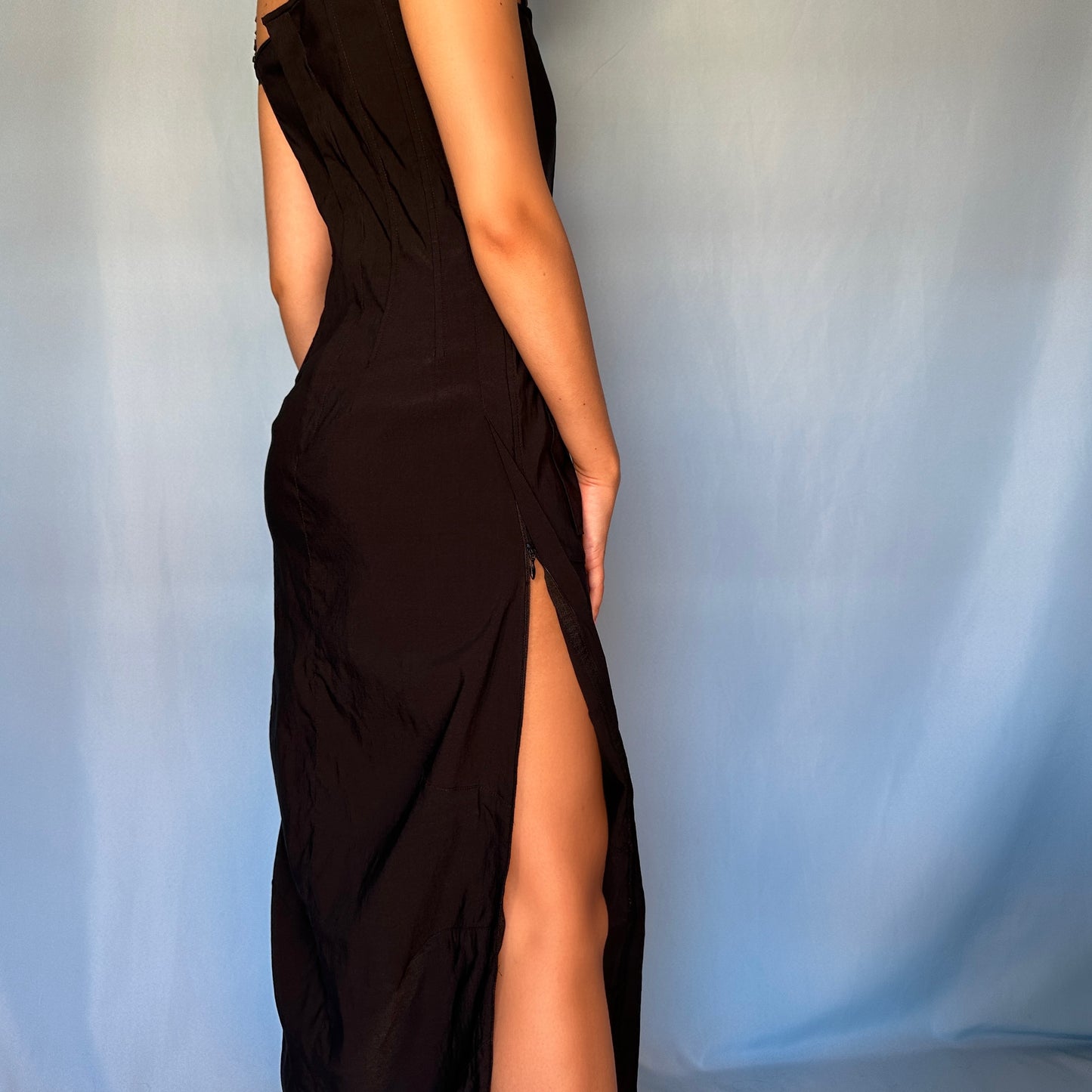 Dolce & Gabbana 1990’s Black Corset Zip Side Dress
