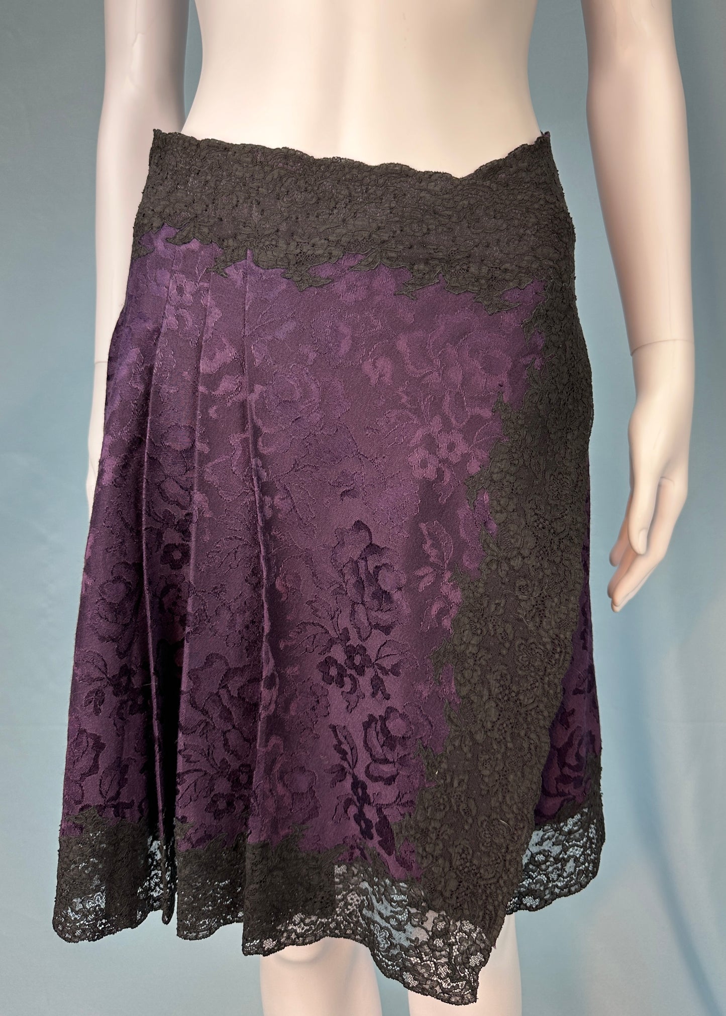 Dior Fall 1998 Purple Silk Brocade and Lace Skirt & Jacket Set