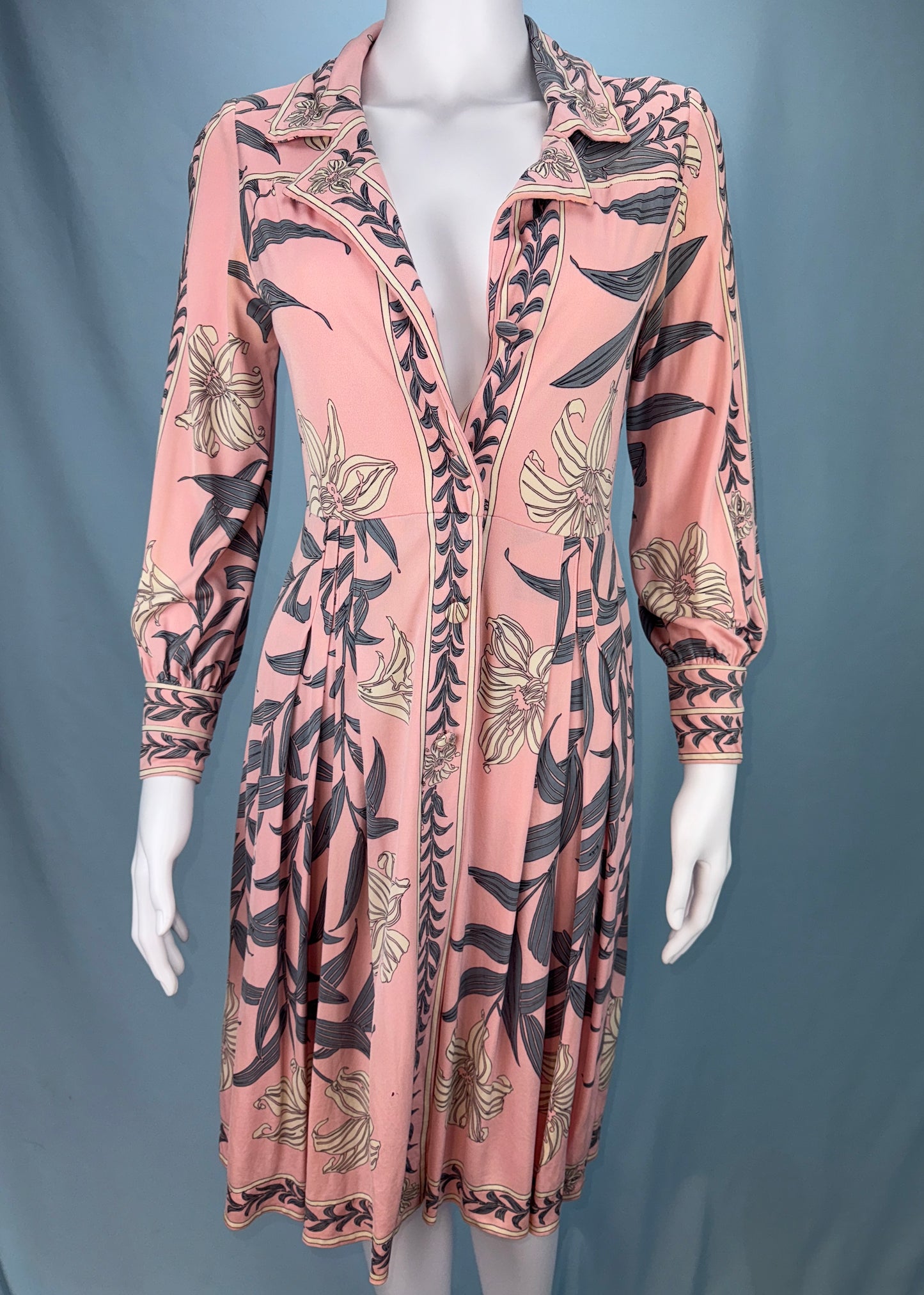 Emilio Pucci 1960’s Silk Jersey Pink Pattern Dress