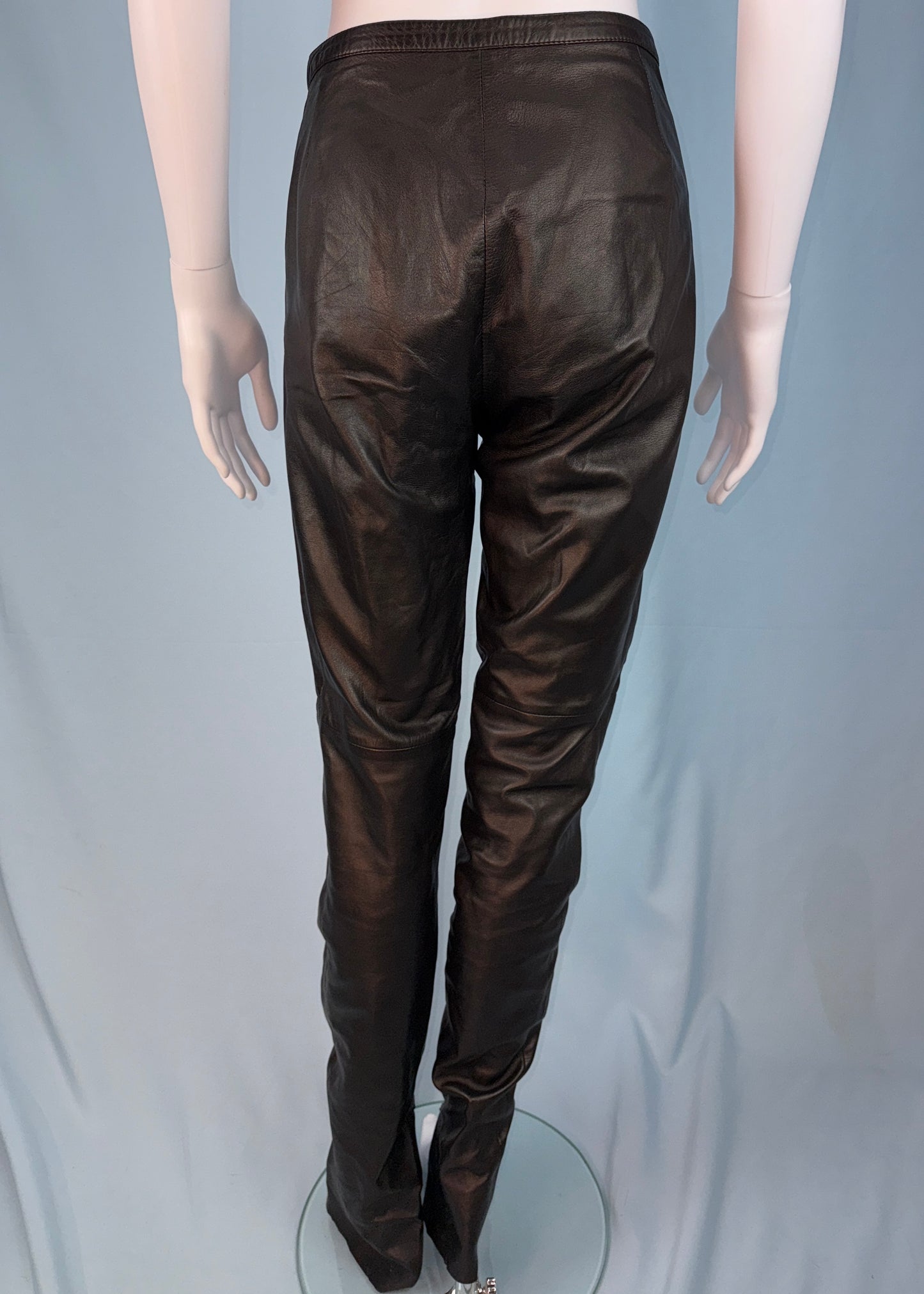 Gucci Spring 1997 Black Leather Ankle Zip Pants