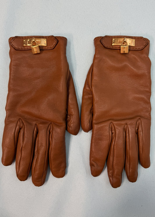 Hermès Brown Leather Soya Kelly Gloves