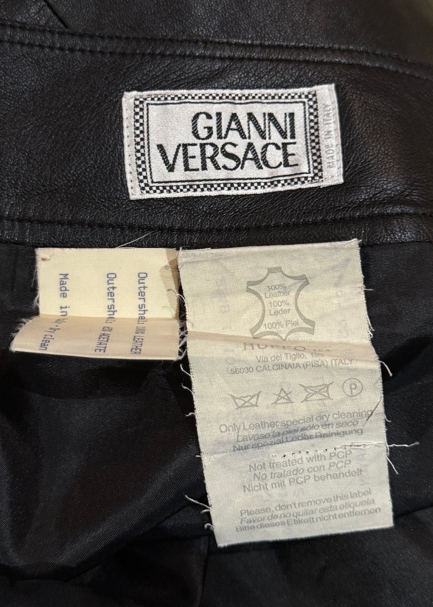 Versace Black Leather Mini Skirt