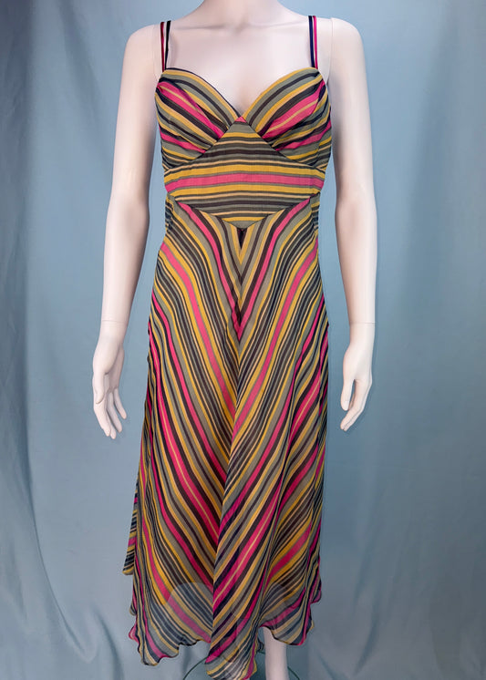 Betsey Johnson Striped Silk Chiffon Dress