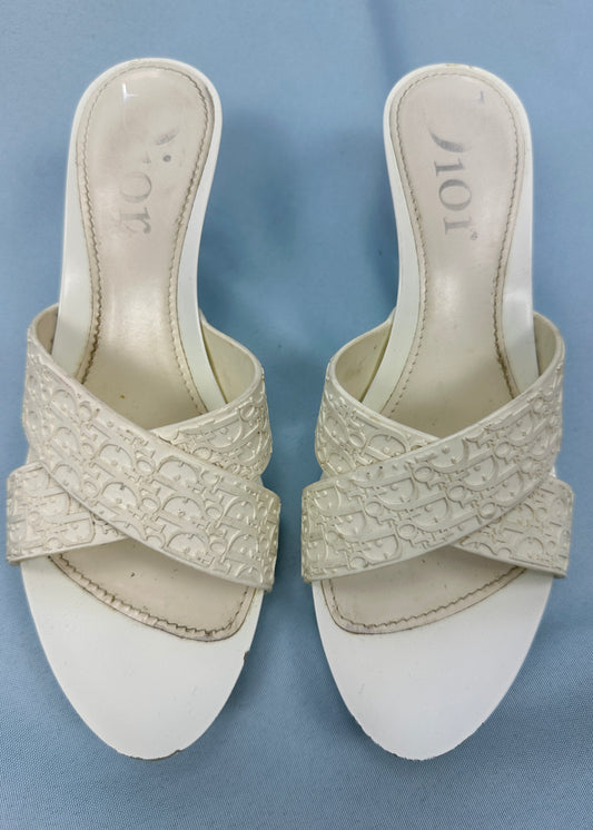 Dior White Monogram Heels
