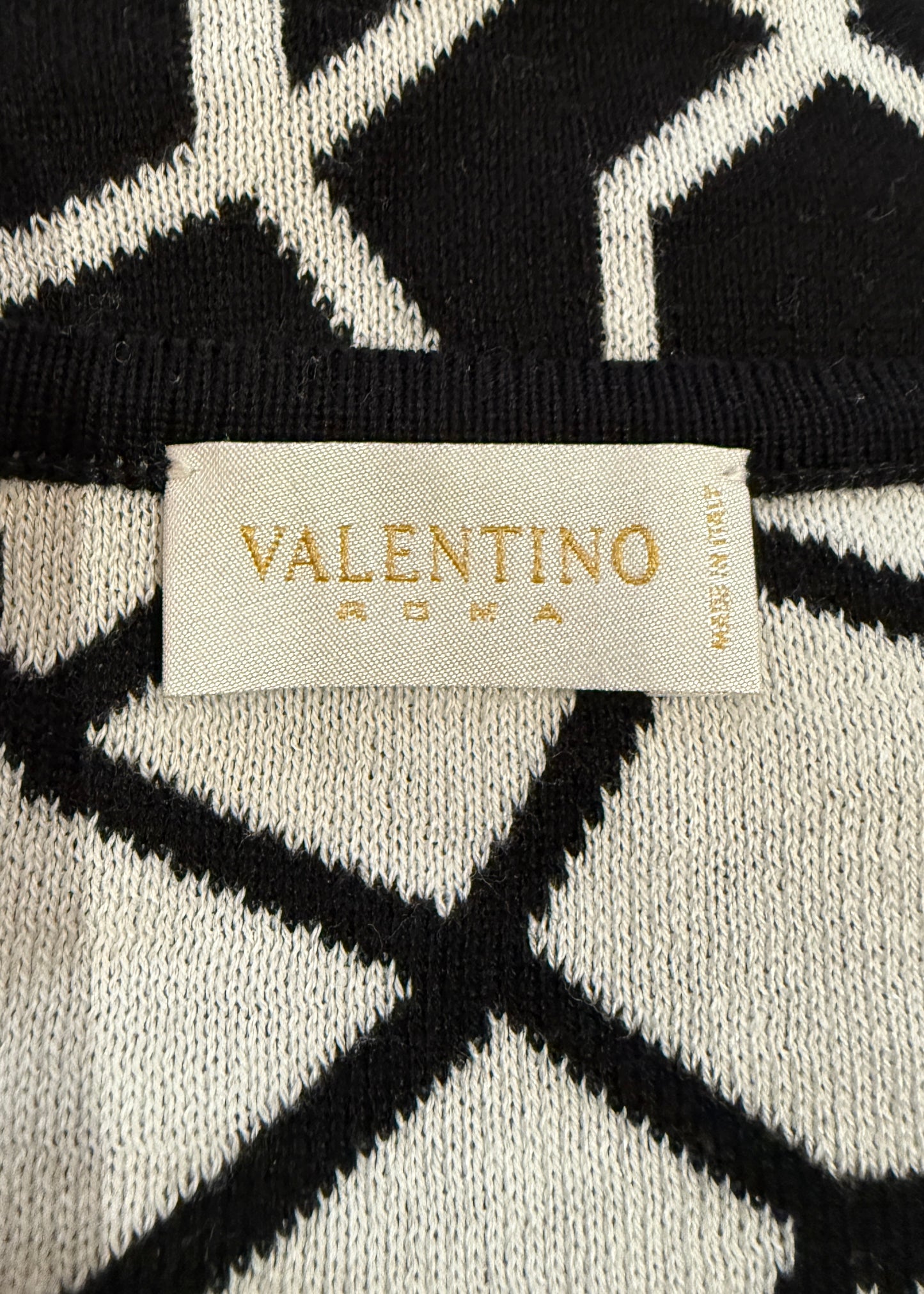 Valentino Black & White Giraffe Print Knit Tank Top