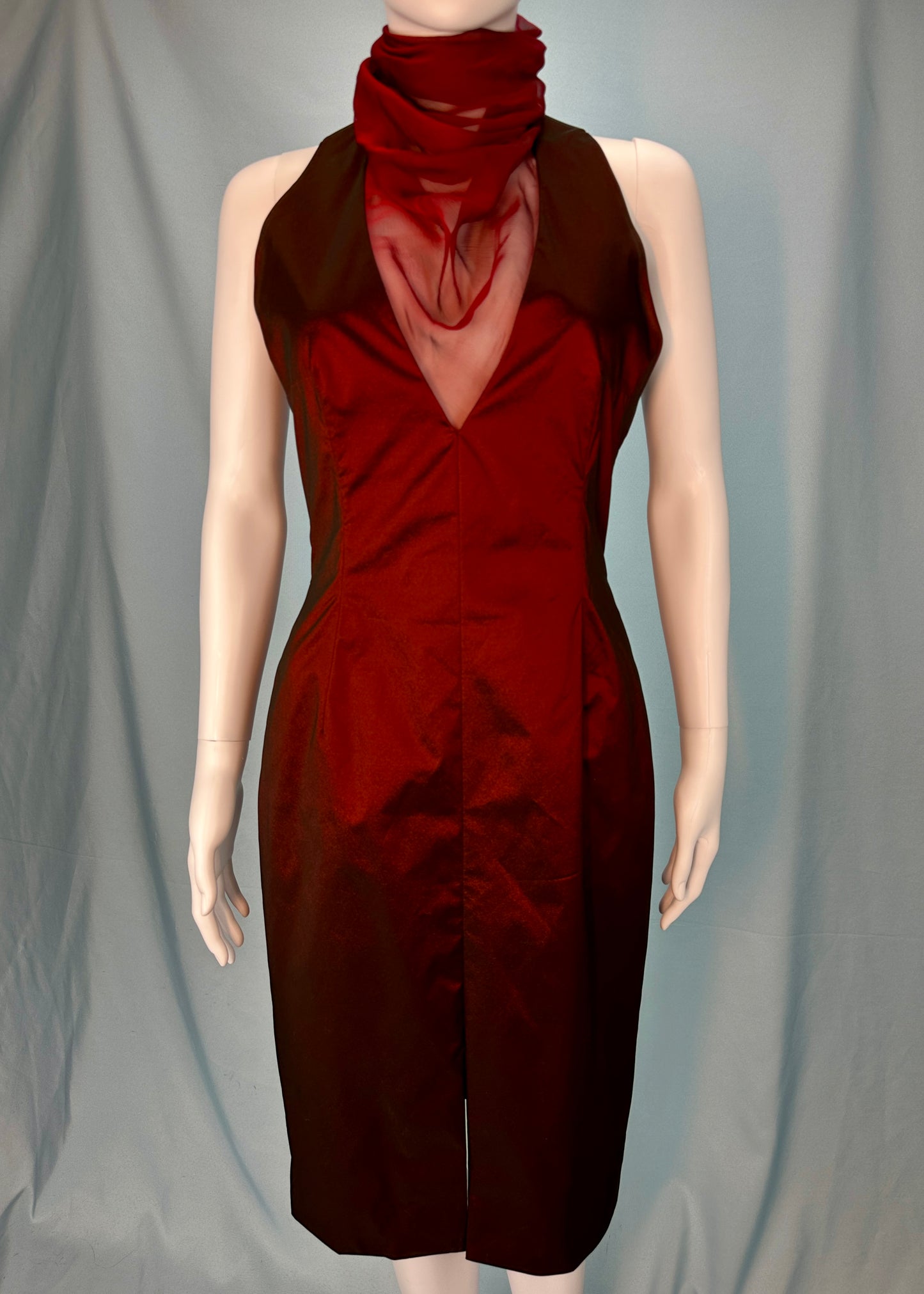 Givenchy Couture by Alexander McQueen Fall 1998 Red Chiffon Mock Neck Dress