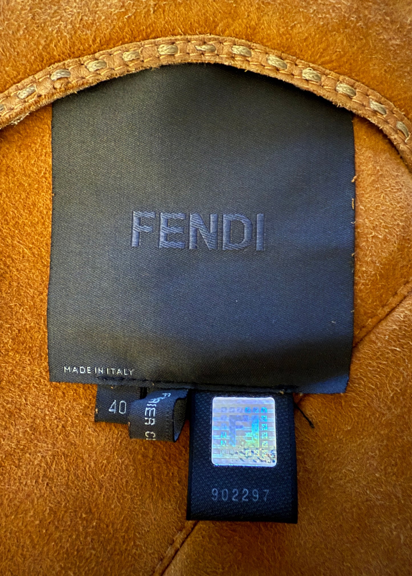 Fendi 2004 Leather Shearling Zip Up Jacket & Pouch