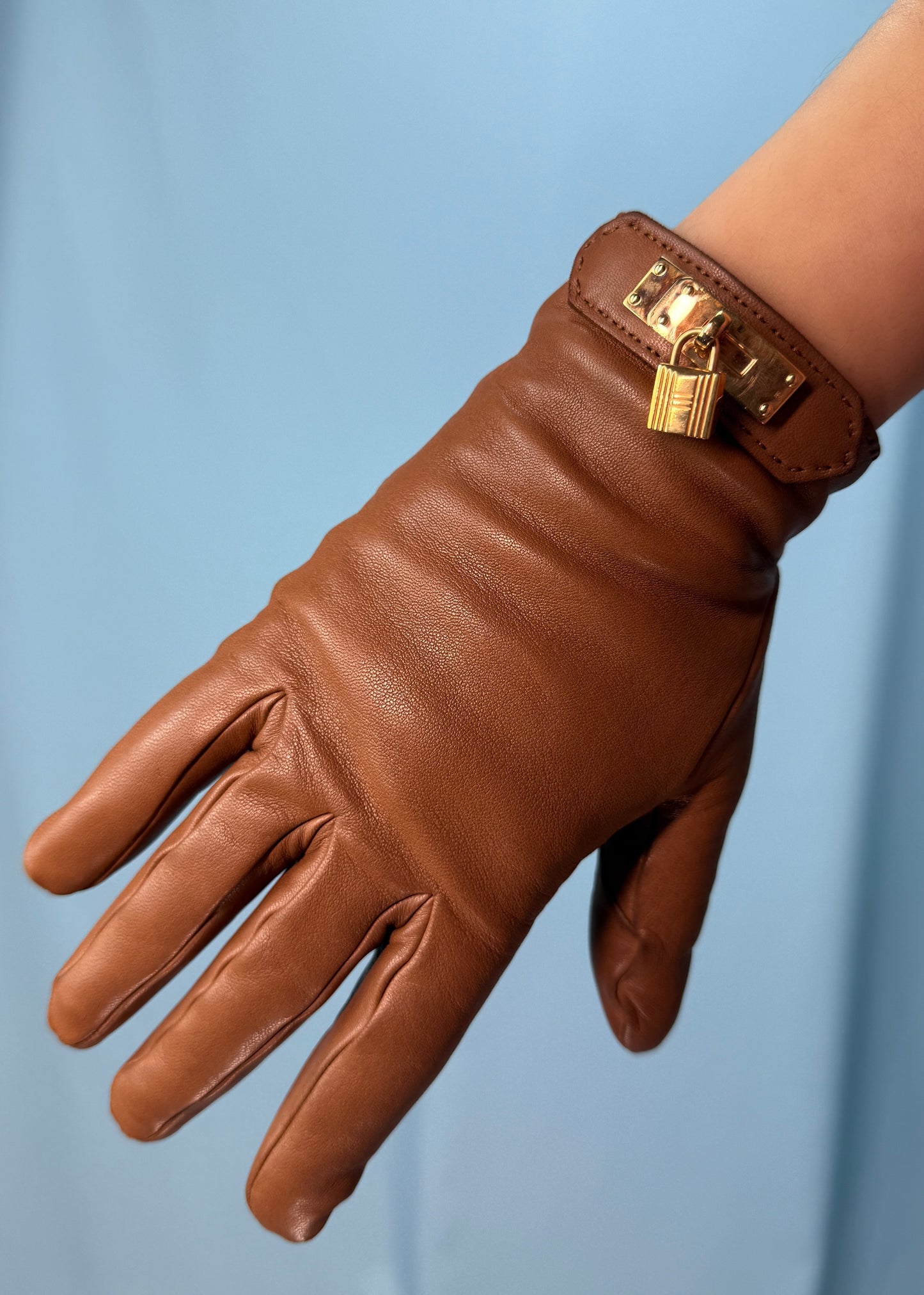 Hermès Brown Leather Soya Kelly Gloves