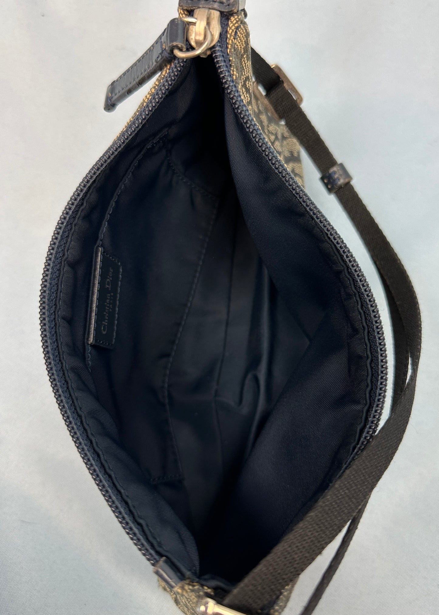 Dior Canvas Navy Monogram Shoulder Bag