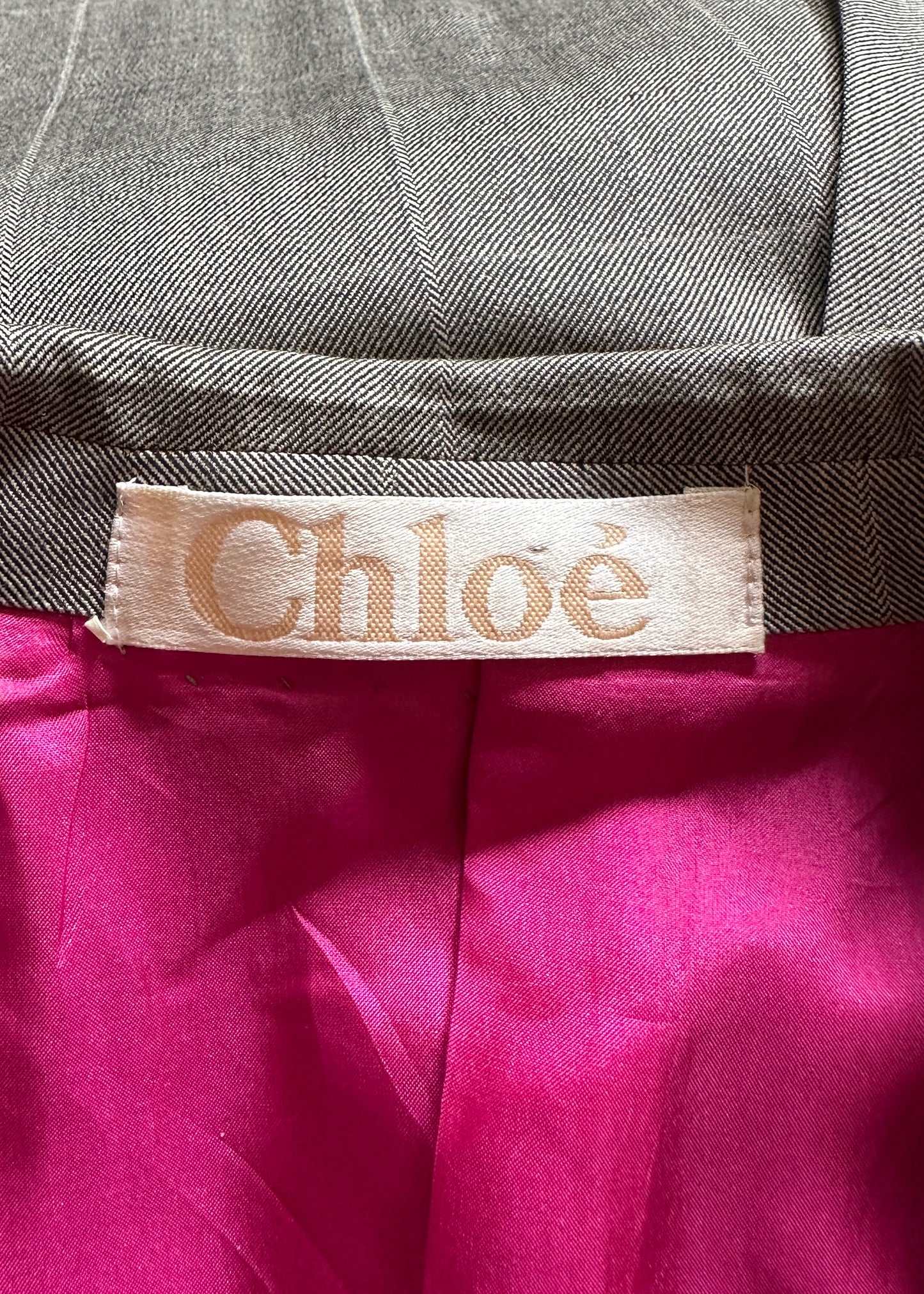 Chloé Spring 1998 Runway Grey Wool & Pink Silk Lining Coat