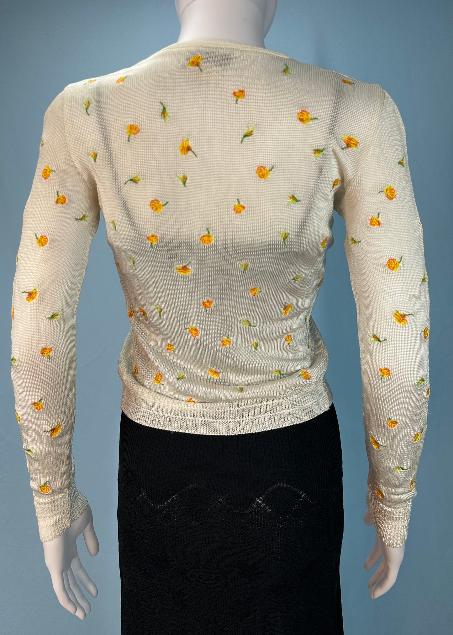 Versace Floral Embroidered Knitted Medusa Button Cardigan