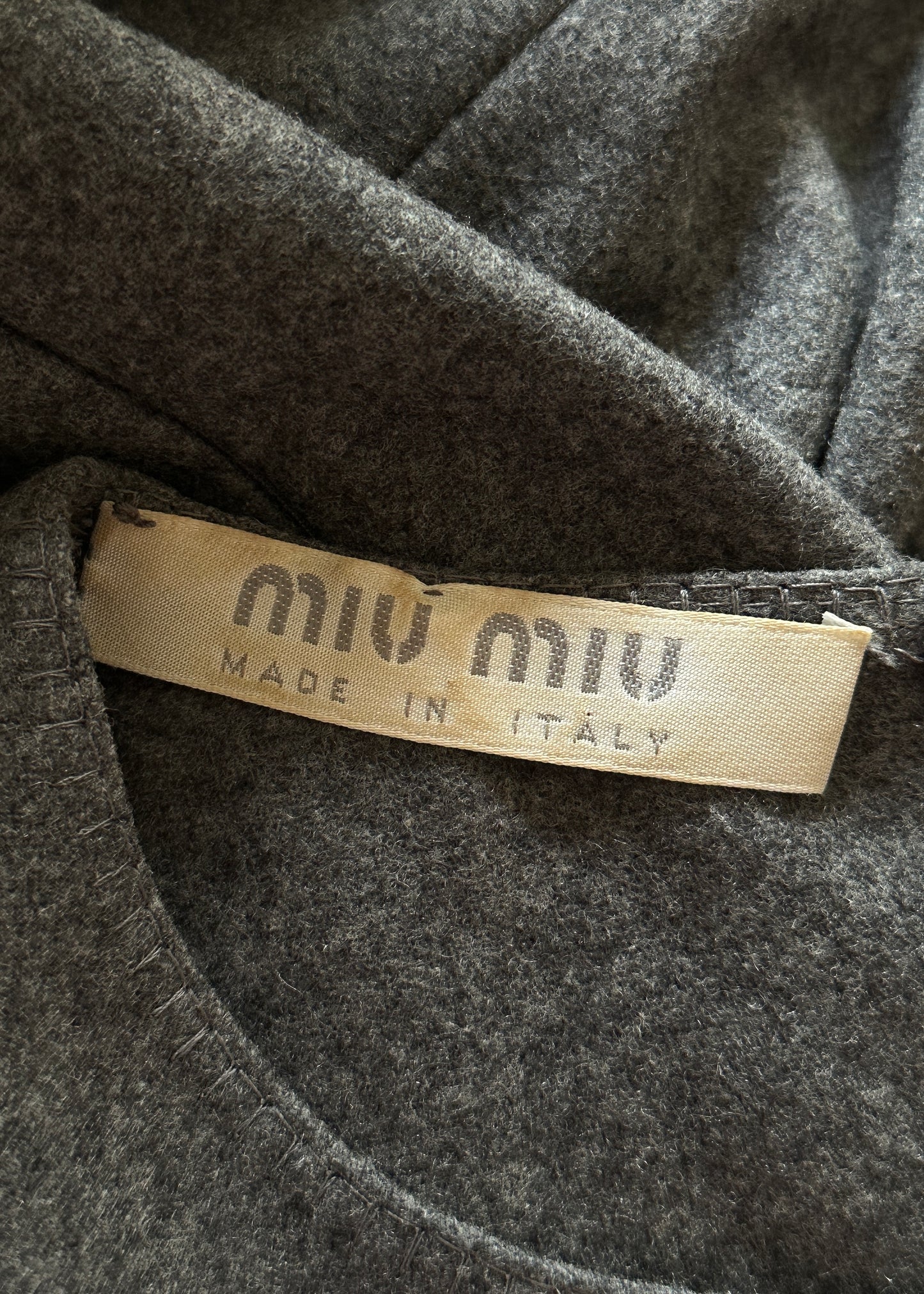 Miu Miu Fall 1996 Grey Wool Midi Dress