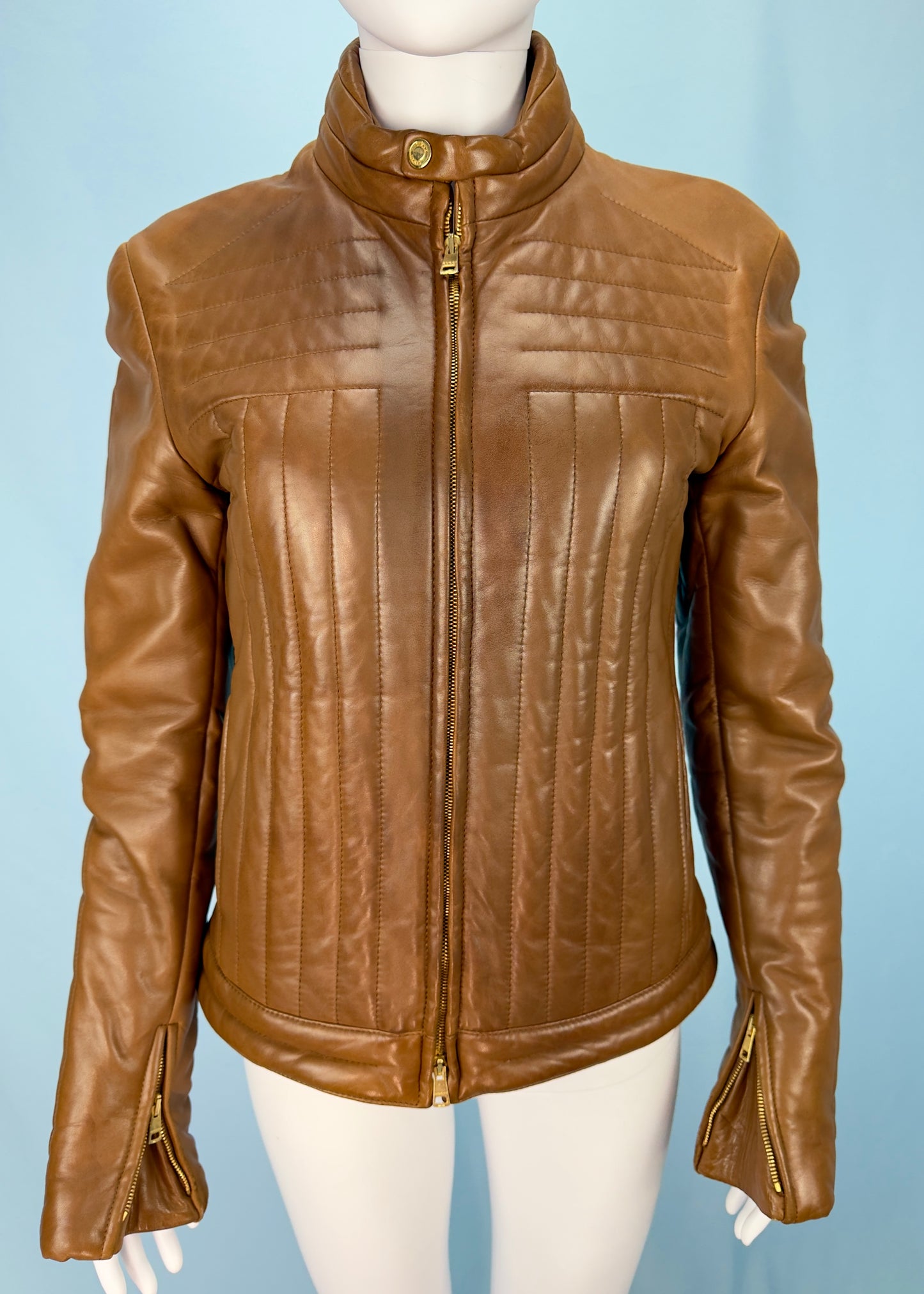 *Menswear* Gucci Fall 2000 Runway Tan Quilted Leather Jacket