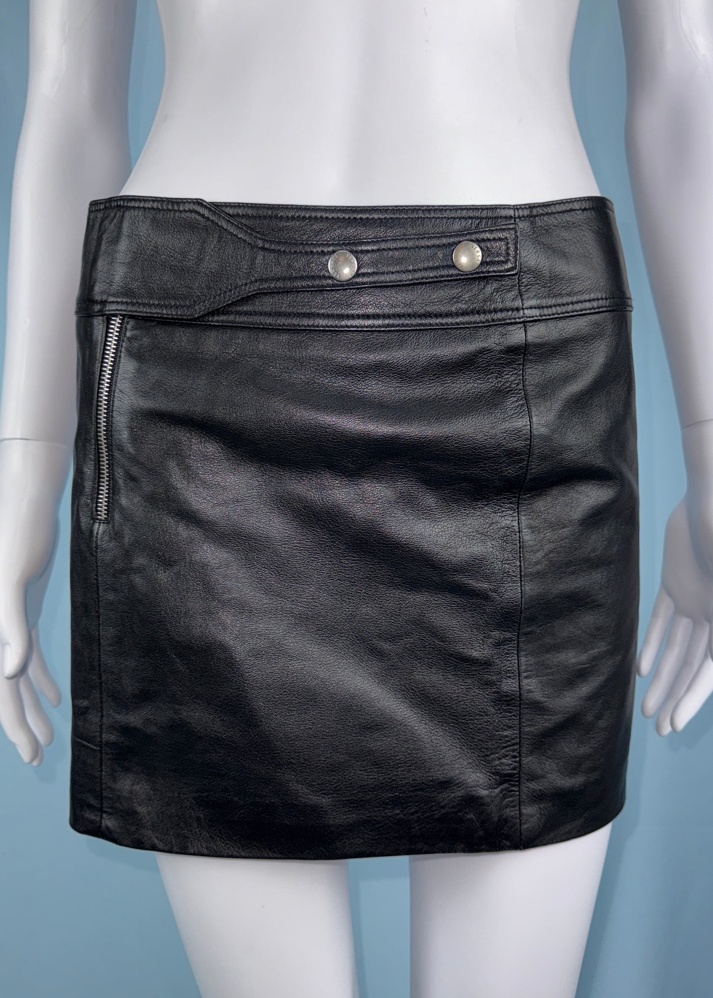 Versace Black Leather Mini Skirt