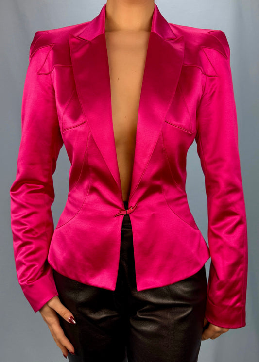 Thierry Mugler Spring 2001 Pink Silk Satin Jacket