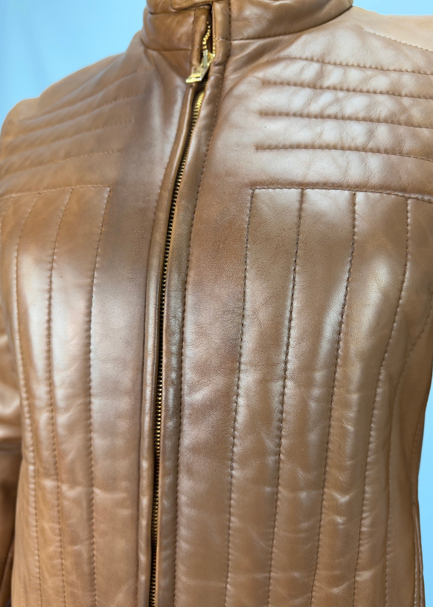 *Menswear* Gucci Fall 2000 Runway Tan Quilted Leather Jacket