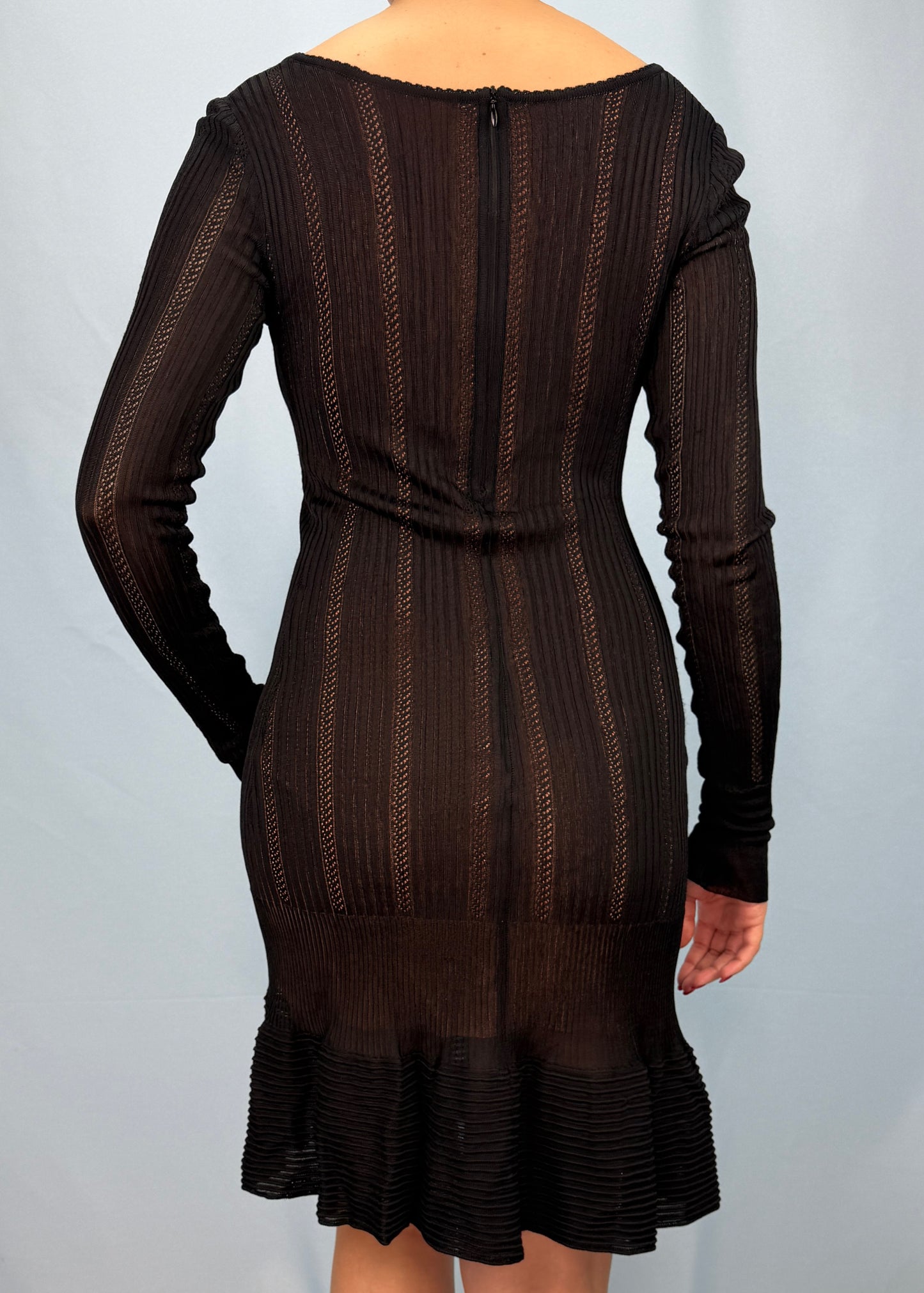 Azzedine Alaia 1990's Nude Illusion Long Sleeve Knit Dress