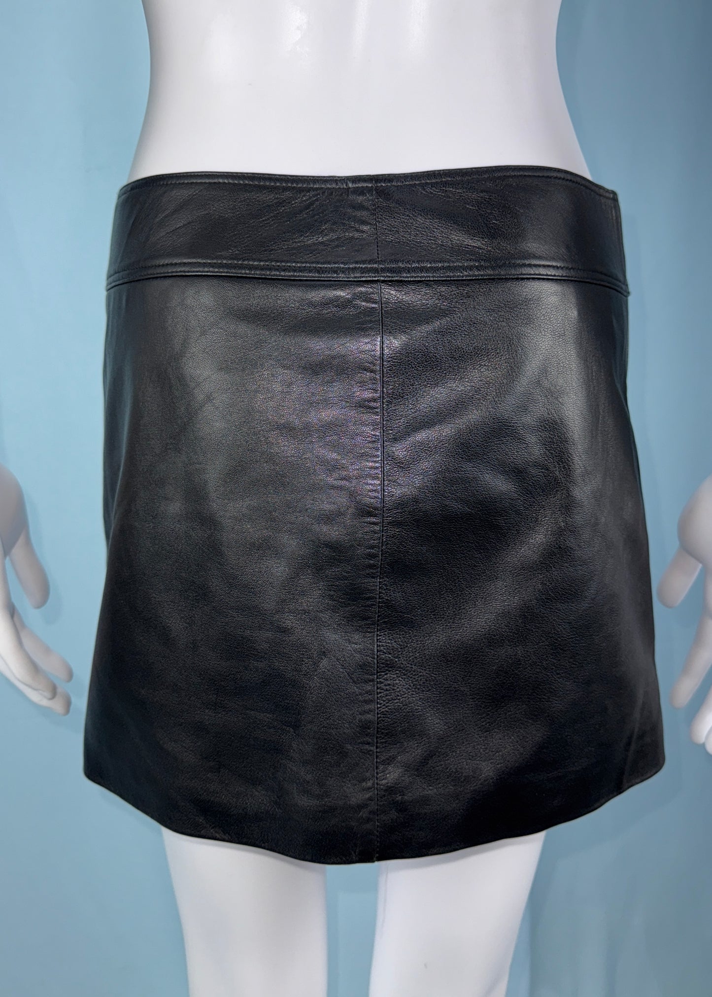 Versace Black Leather Mini Skirt