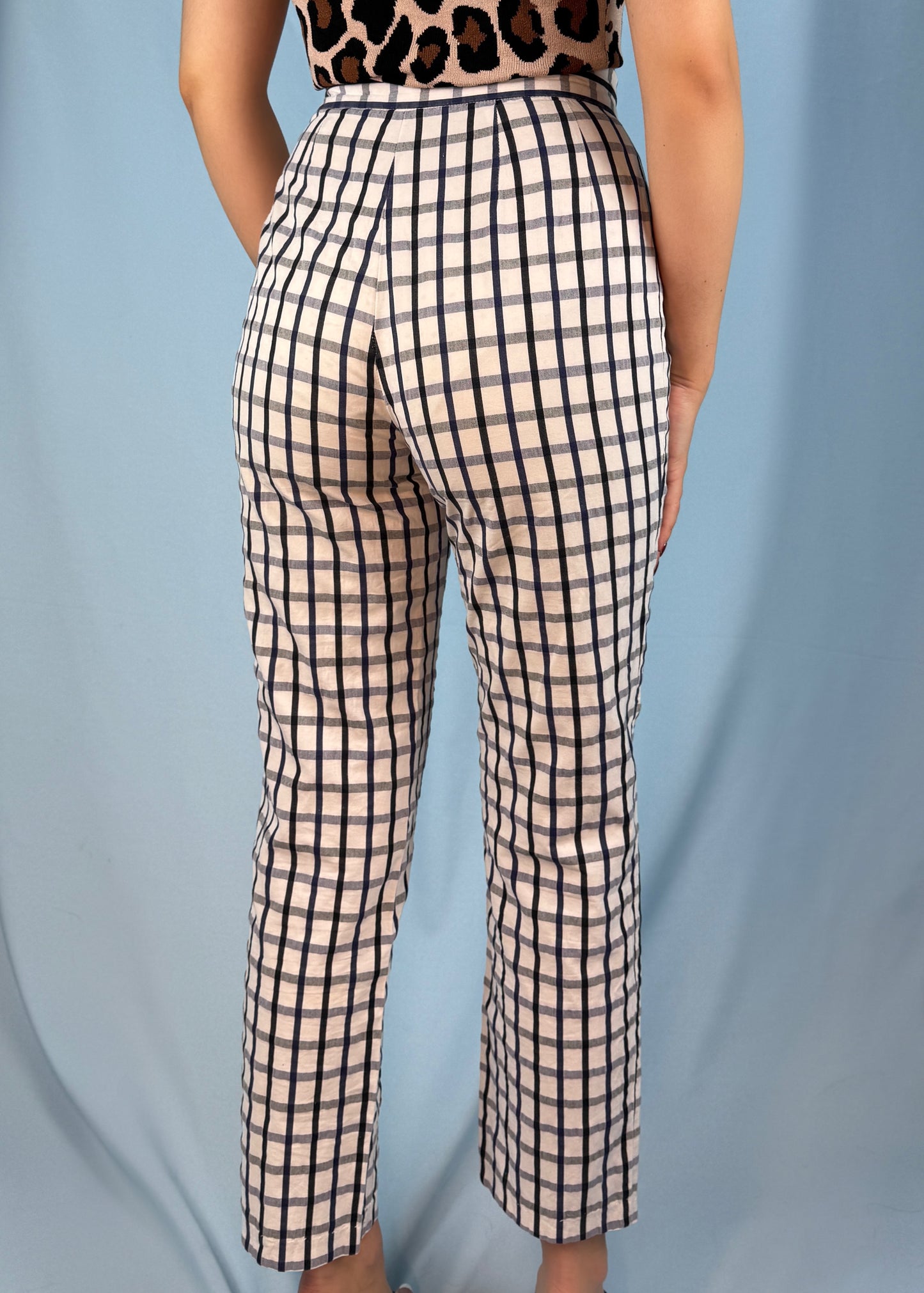 Vivienne Westwood White & Navy Grid Pants