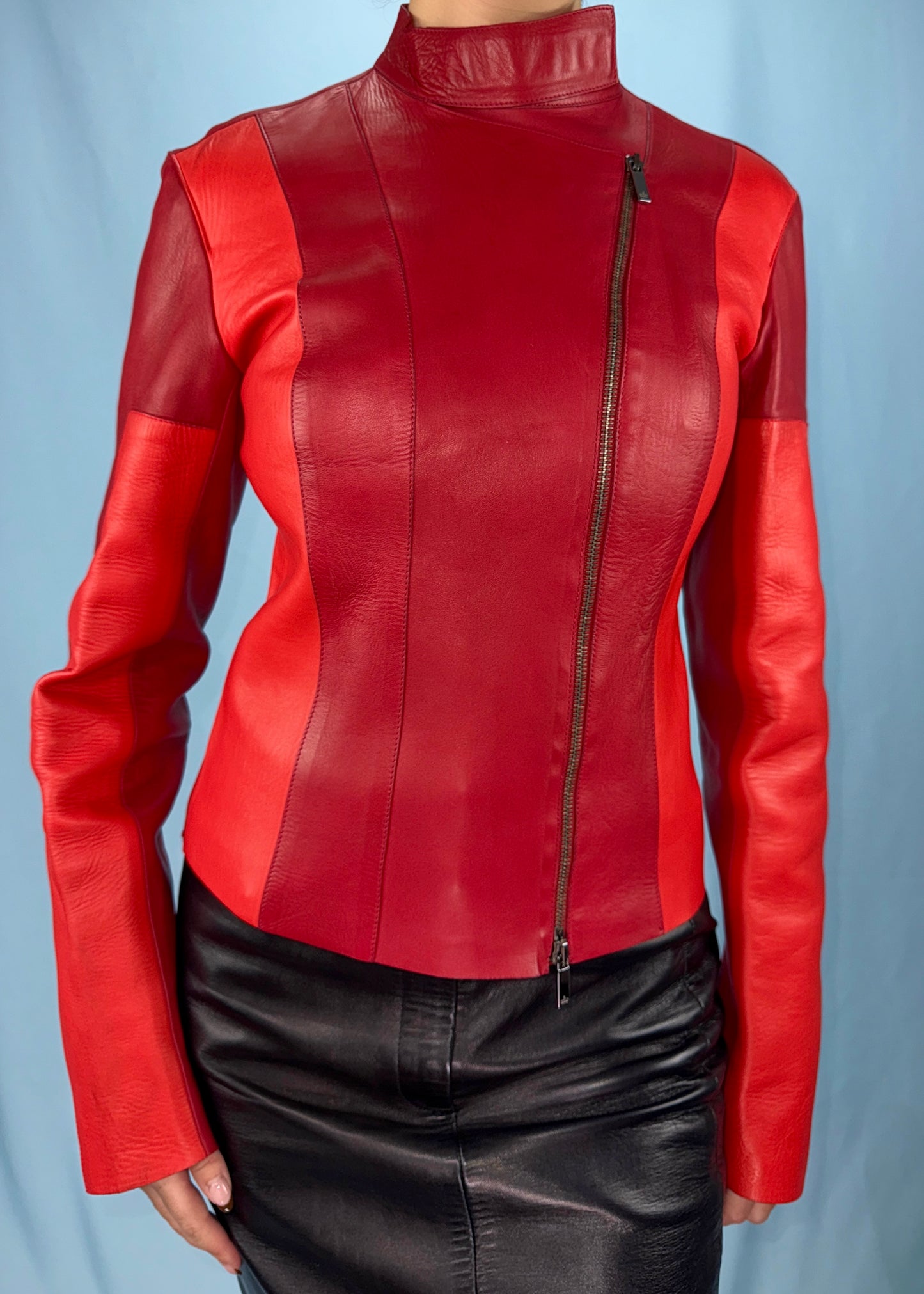 Gucci Fall 1999 Red Two Tone Leather Jacket