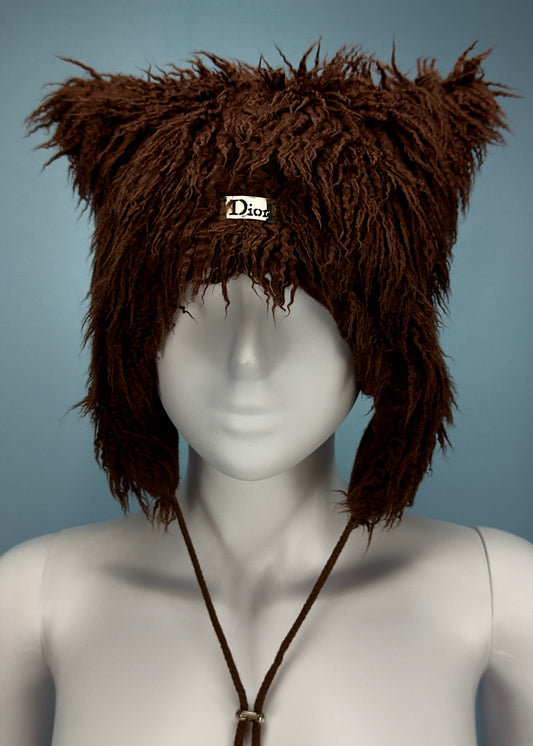 Dior 2002 Brown Faux Fur Bear Ear Hat