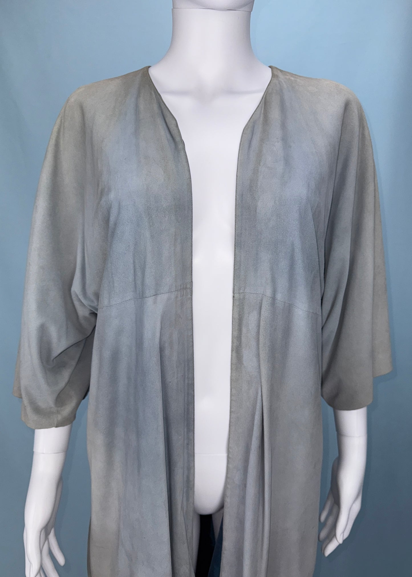 Chloé 1970s Baby Blue Suede Leather Duster Jacket