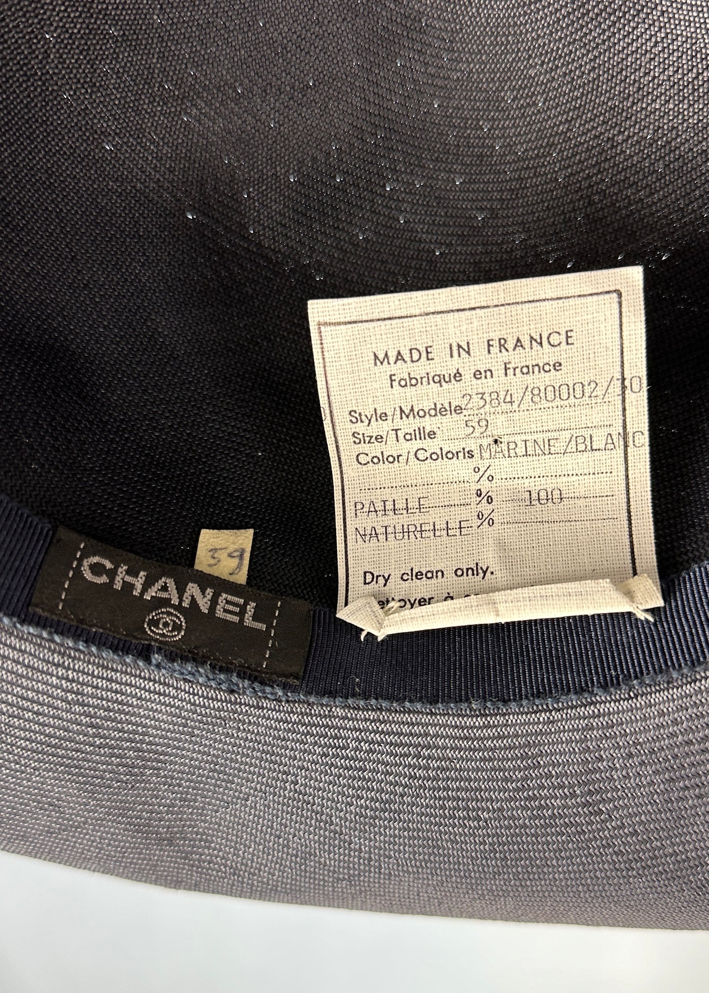 Chanel Early 90’s Navy & White Woven Hat