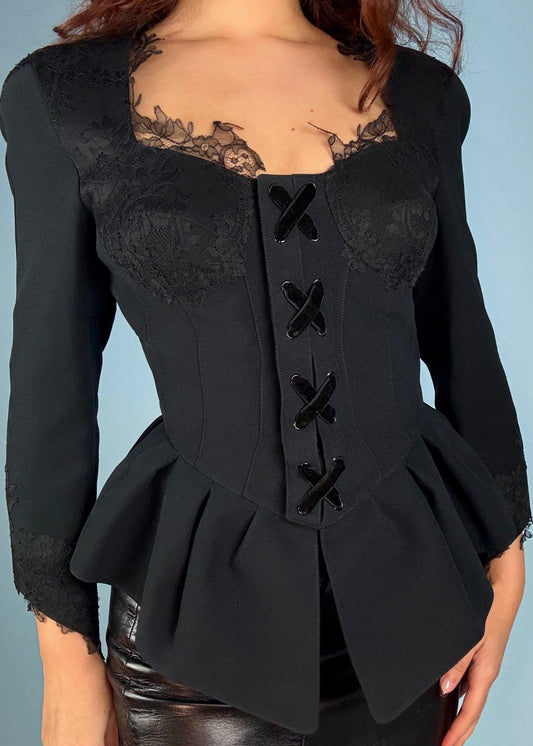 Thierry Mugler Fall 1992 Black Contour Lace Jacket