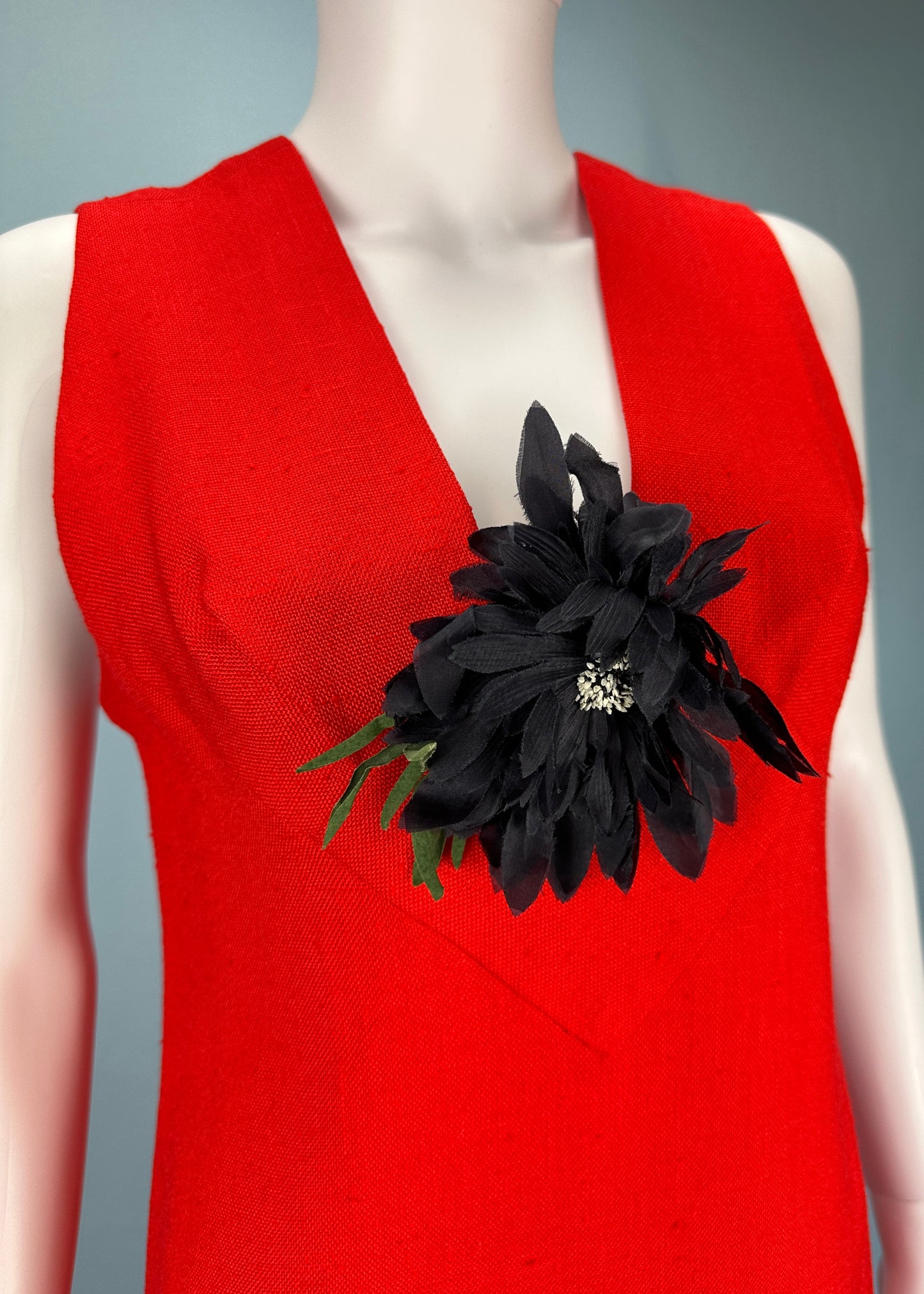 Pierre Cardin 1970’s Red Floral Corsage Dress