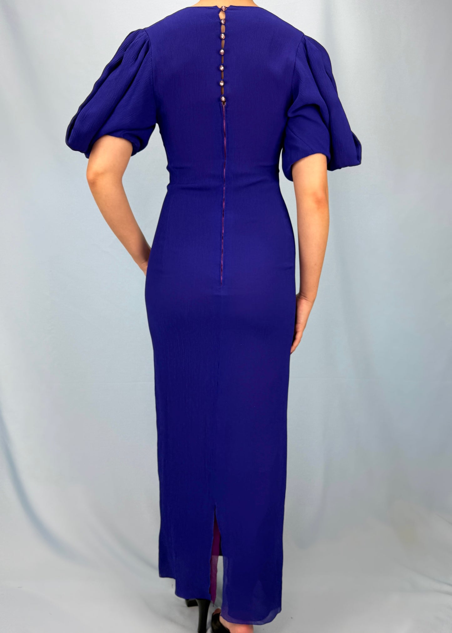 Chloé 1970s Cobalt Blue Silk Dress