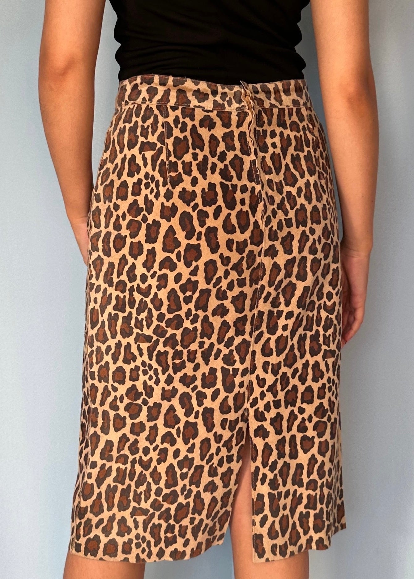 Dolce & Gabbana Leopard Print Suede Skirt