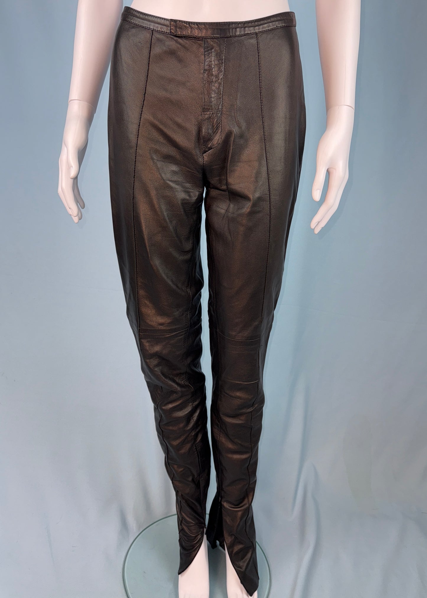 Gucci Spring 1997 Black Leather Ankle Zip Pants