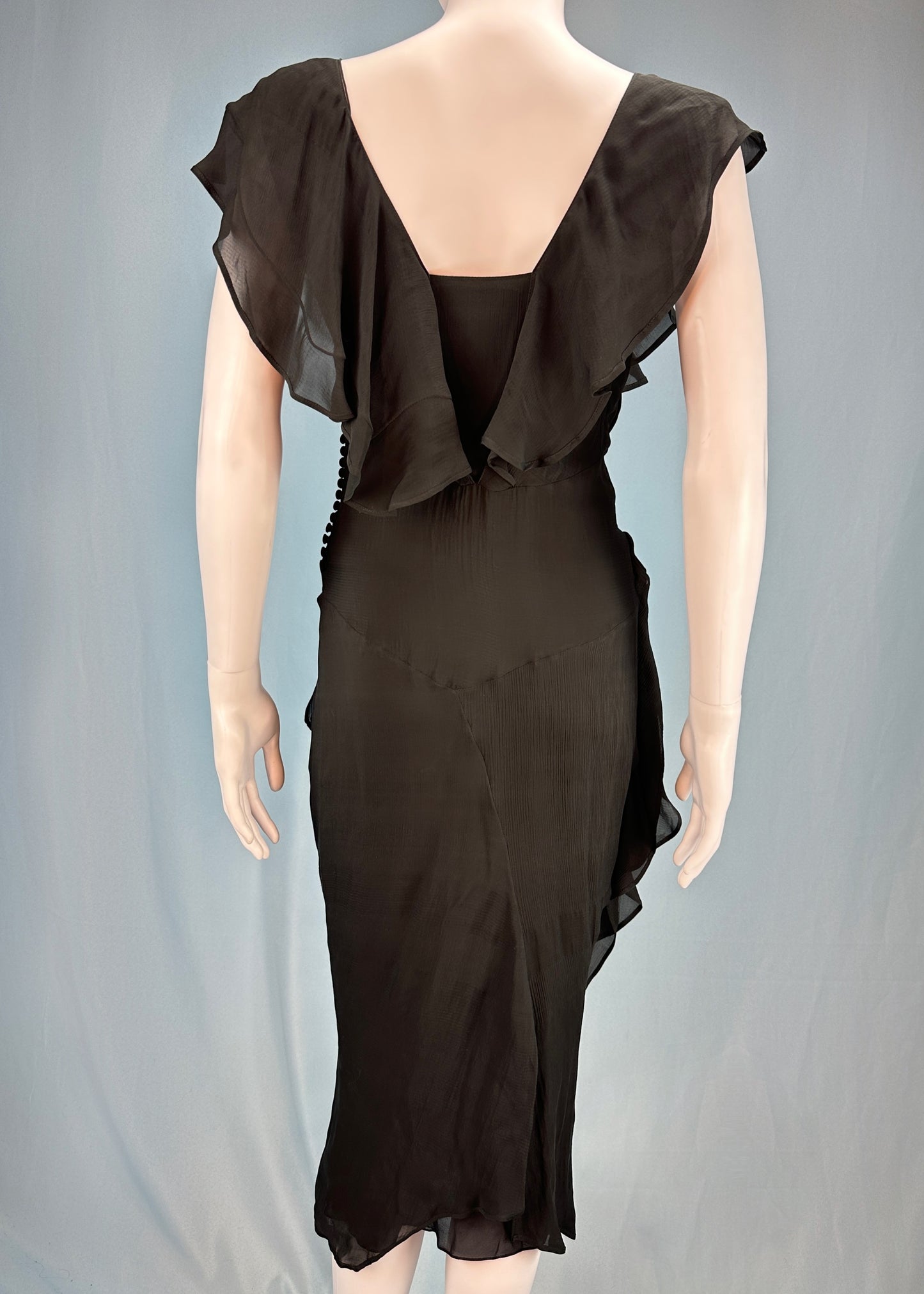Dior Fall 2006 Black Silk Chiffon Ruffle Dress