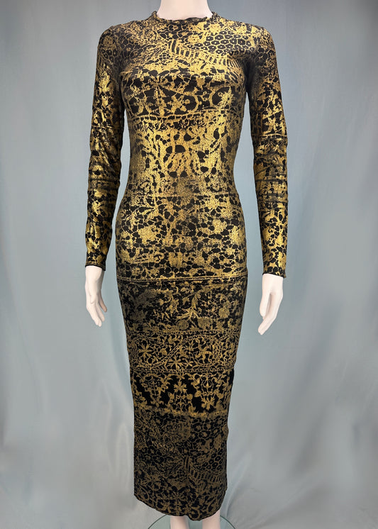 Vivienne Westwood Fall 1992 Runway Sample Black Metallic Gold Dress