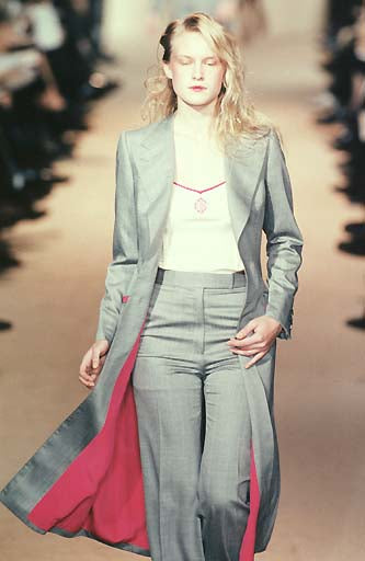 Chloé Spring 1998 Runway Grey Wool & Pink Silk Lining Coat