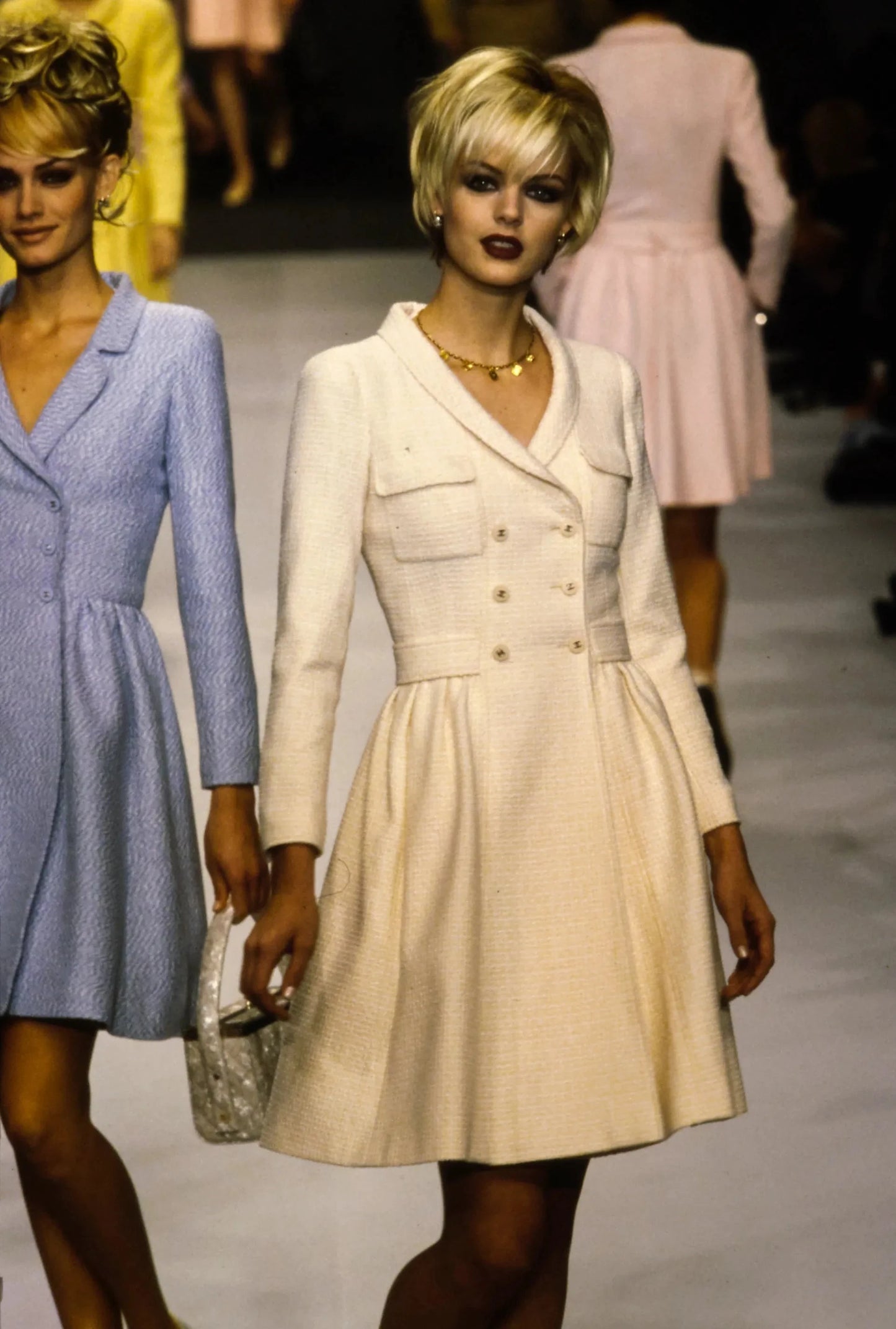 Chanel Spring 1996 Runway Peach Tweed Jacket Dress