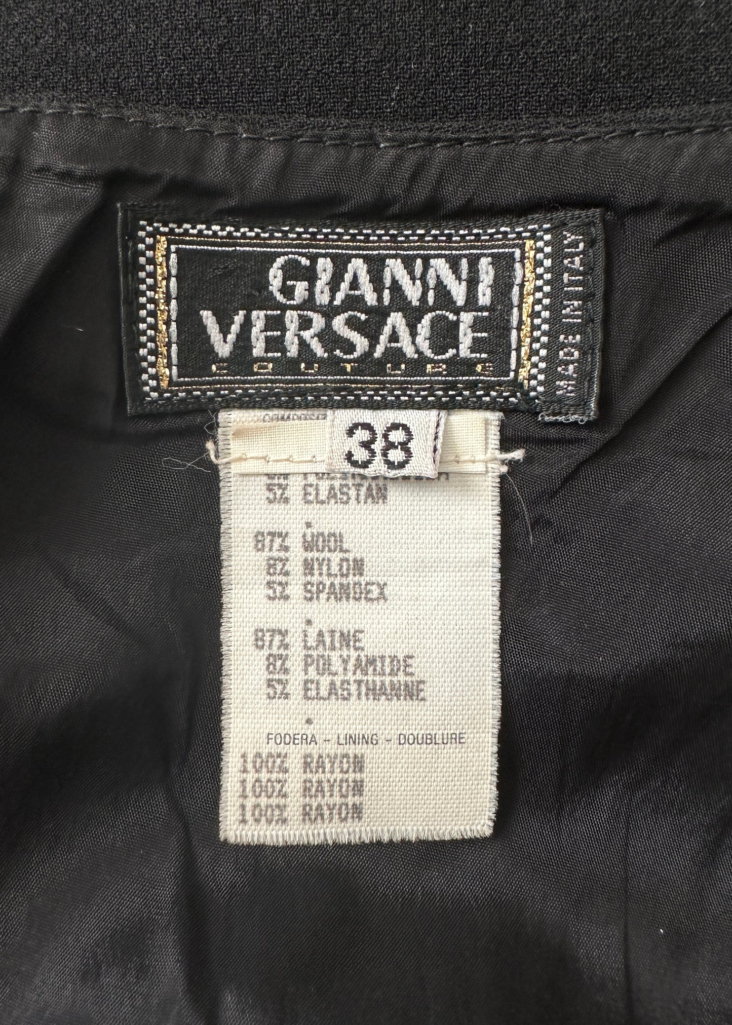 Versace Black Mesh Stripe Mini Skirt